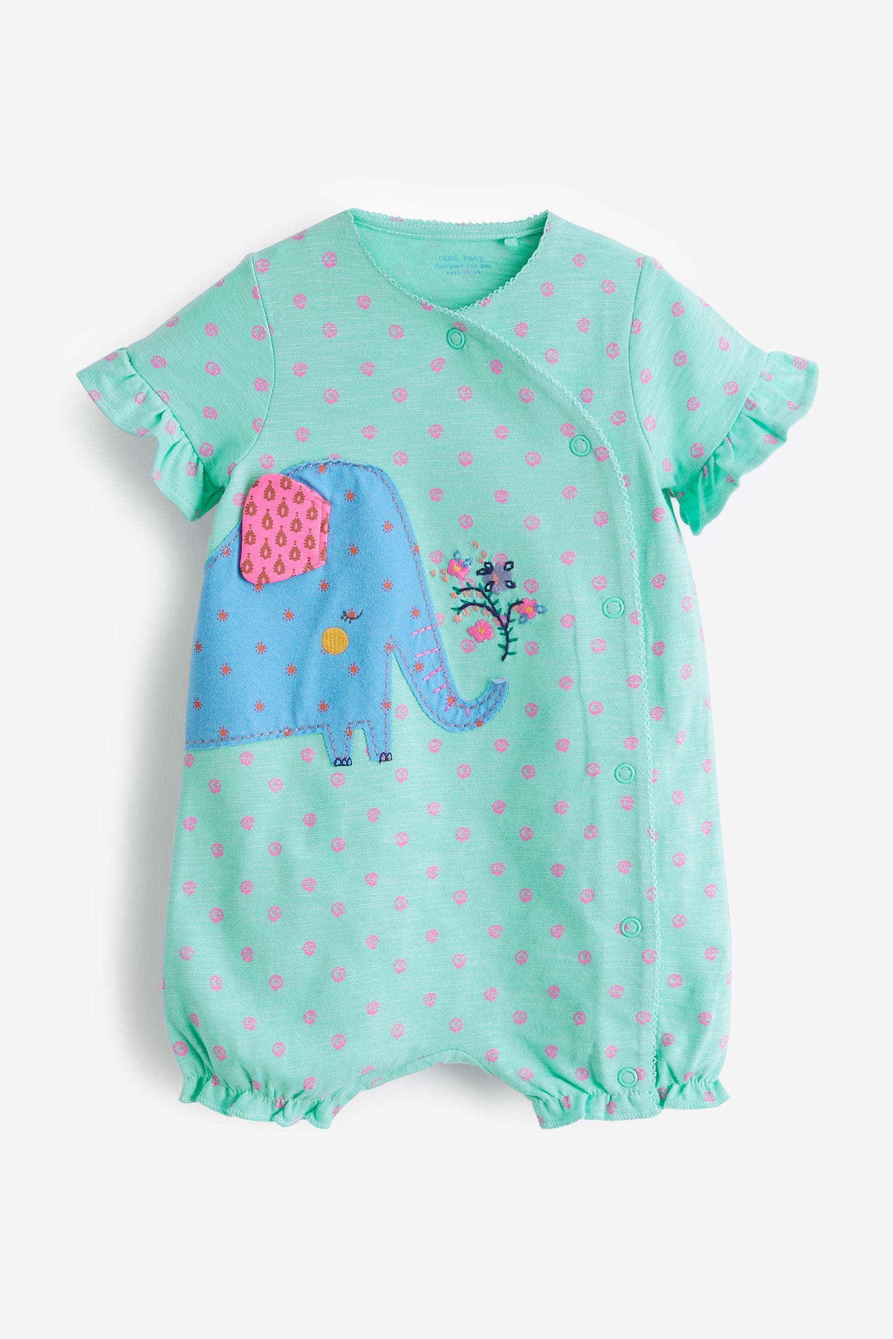 Blue/Pink Elephant Print 2 Pack Rompers (0mths-3yrs)