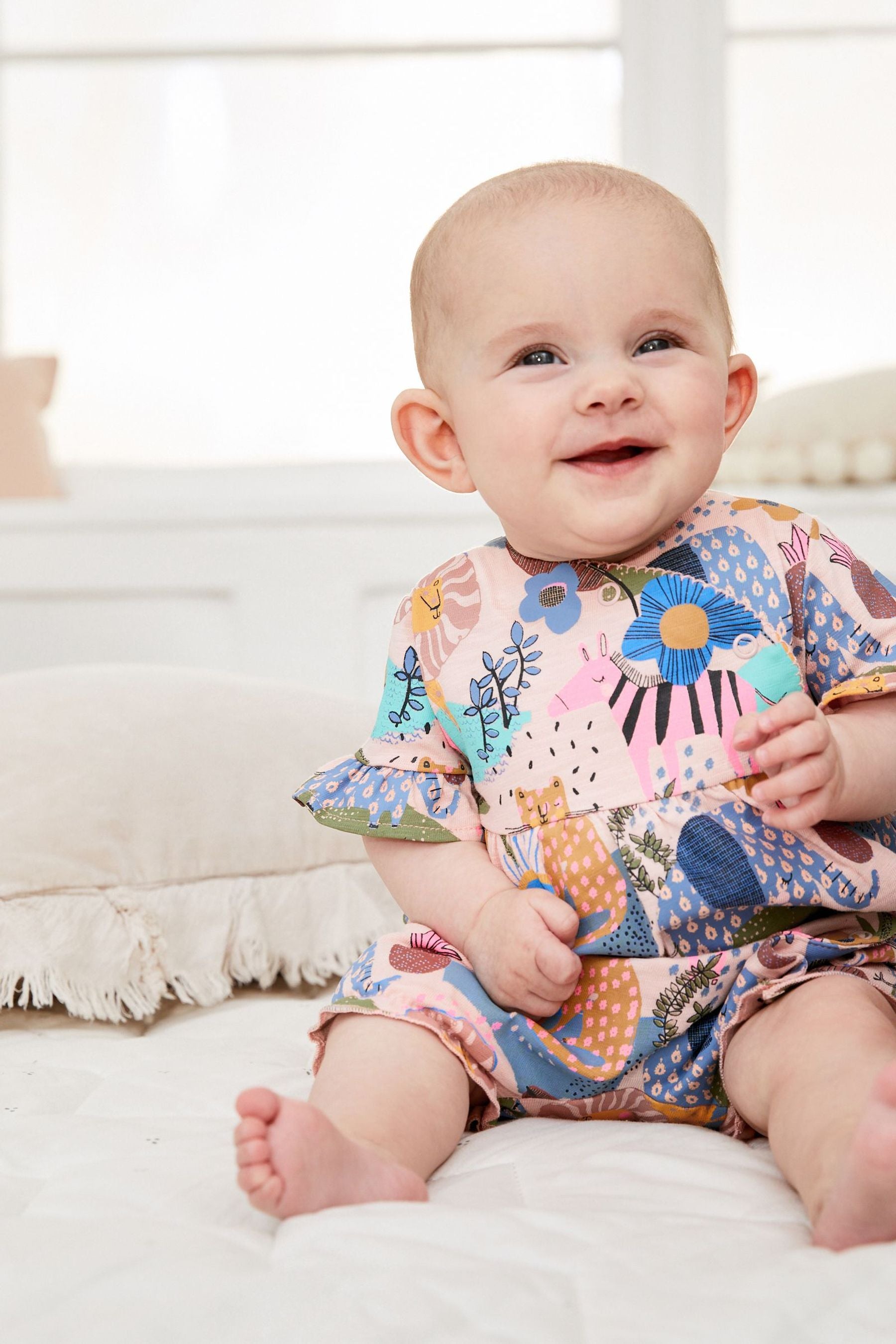 Blue/Pink Elephant Print 2 Pack Rompers (0mths-3yrs)