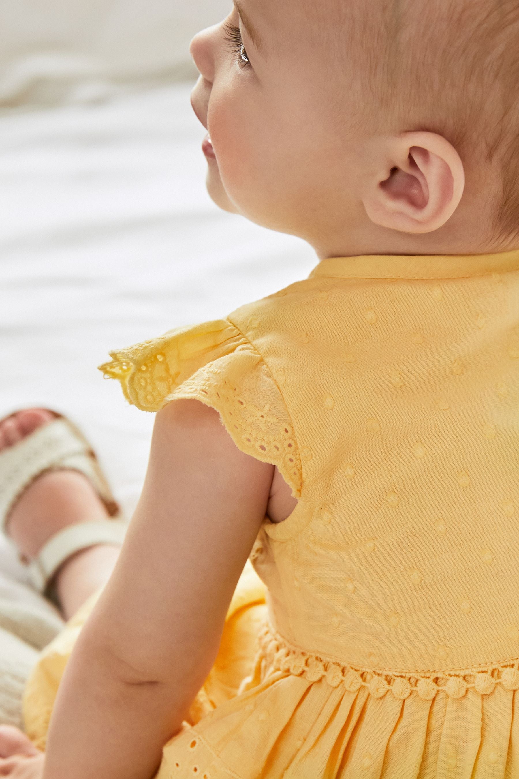 Yellow and White Baby 2 Piece Dress and Knickers Set (0mths-2yrs)