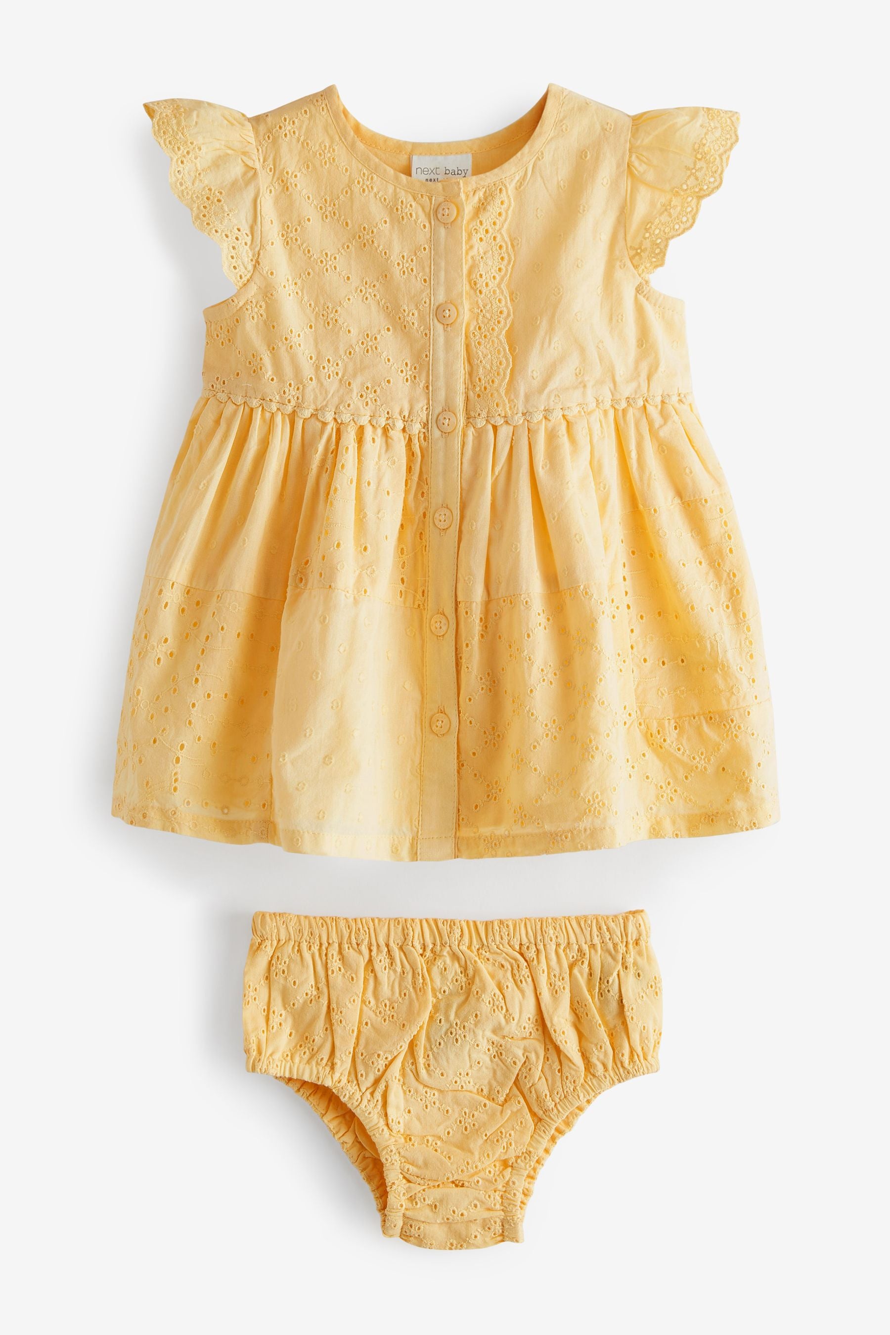 Yellow and White Baby 2 Piece Dress and Knickers Set (0mths-2yrs)