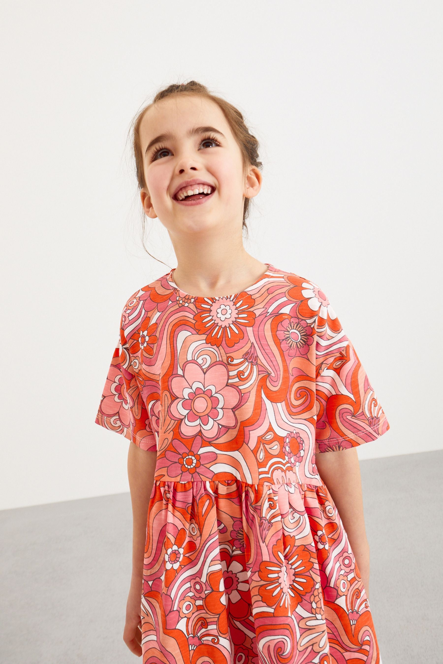 Pink Floral Swirl Dress (3-16yrs)