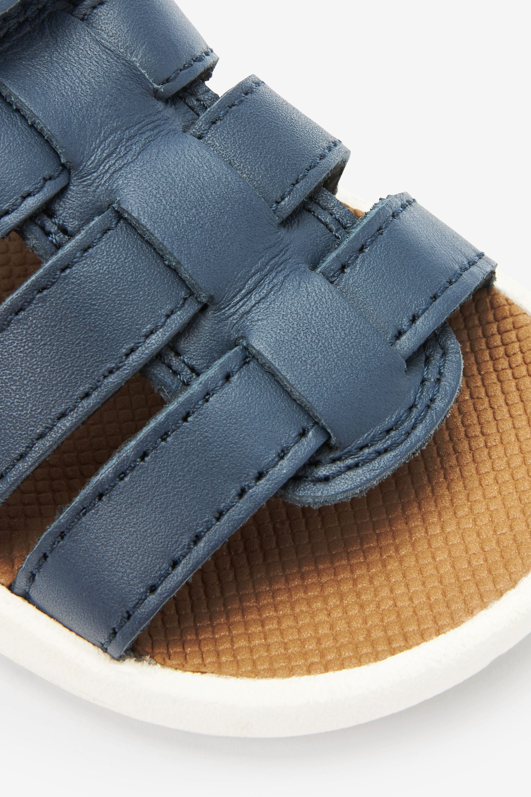 Navy Blue Lightweight Leather Fisherman Sandals