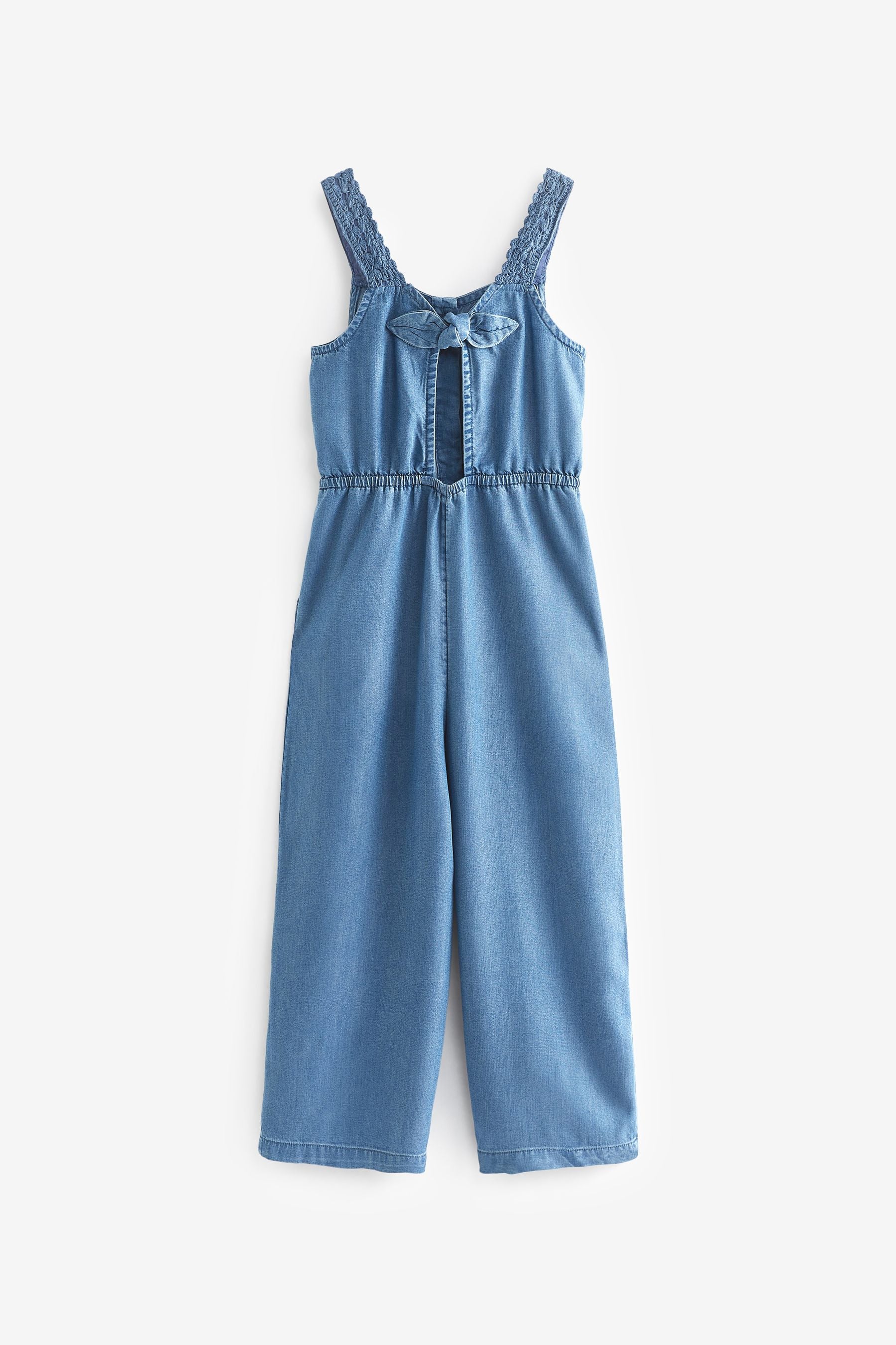 Dark Blue Denim Crochet Strap Playsuit (3-16yrs)