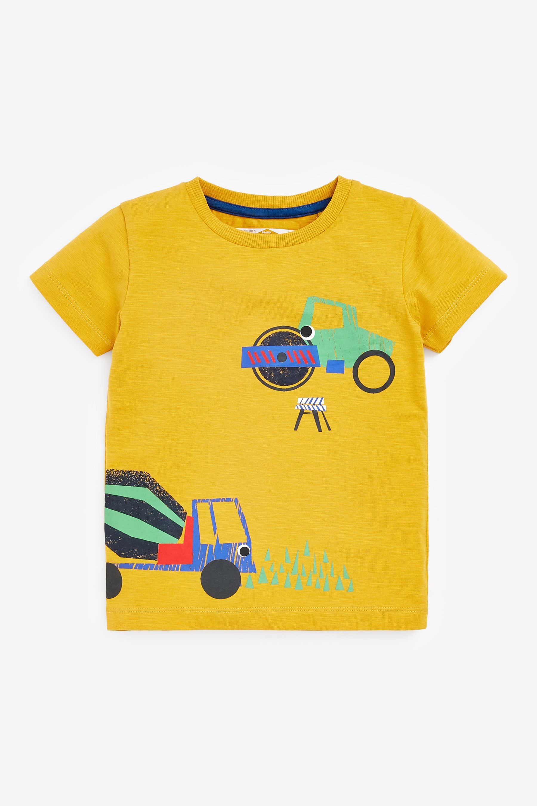 Red/Blue/Yellow Digger / trucks 3 Pack Short Sleeve T-Shirt (3mths-7yrs)