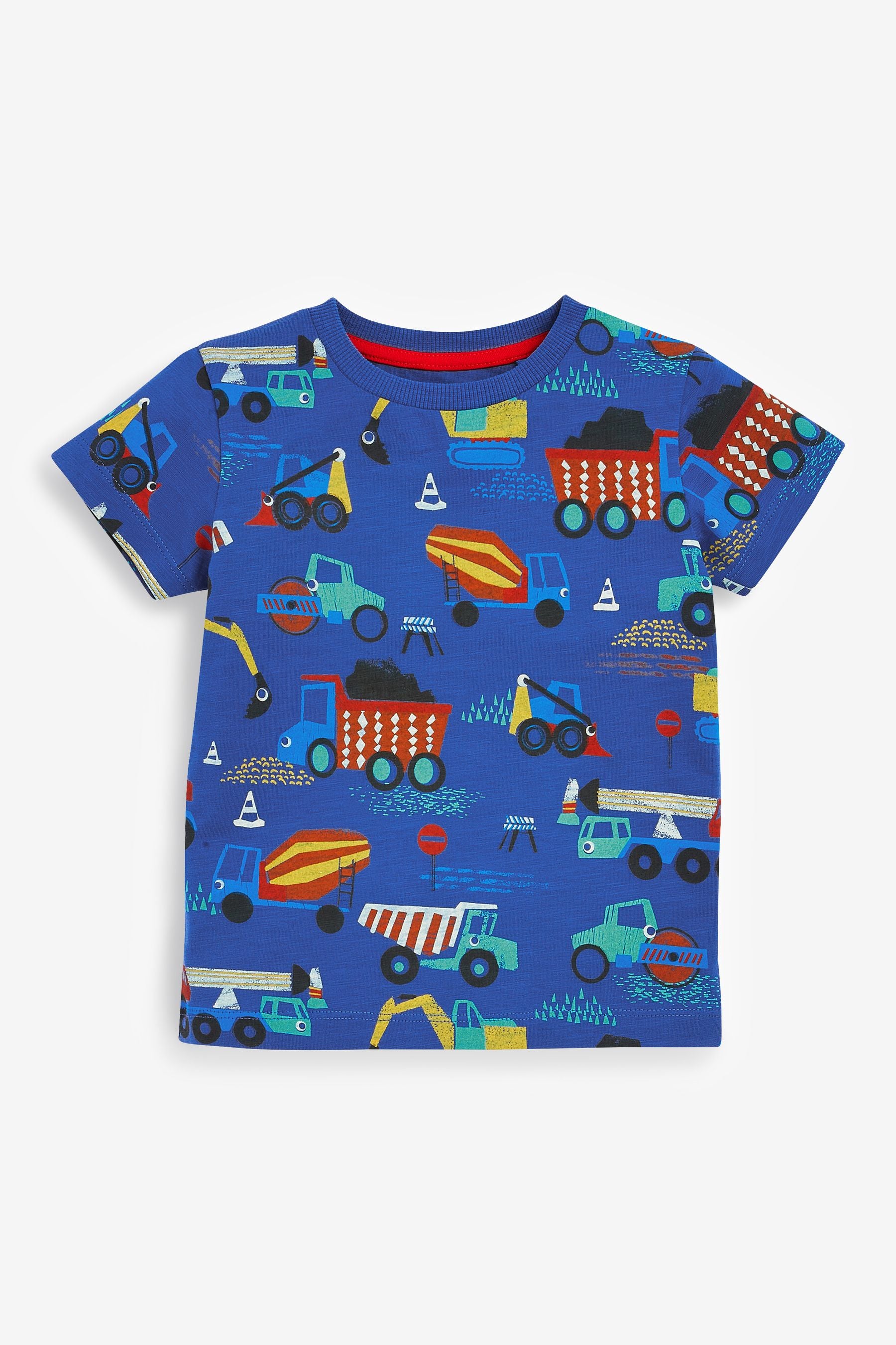 Red/Blue/Yellow Digger / trucks 3 Pack Short Sleeve T-Shirt (3mths-7yrs)