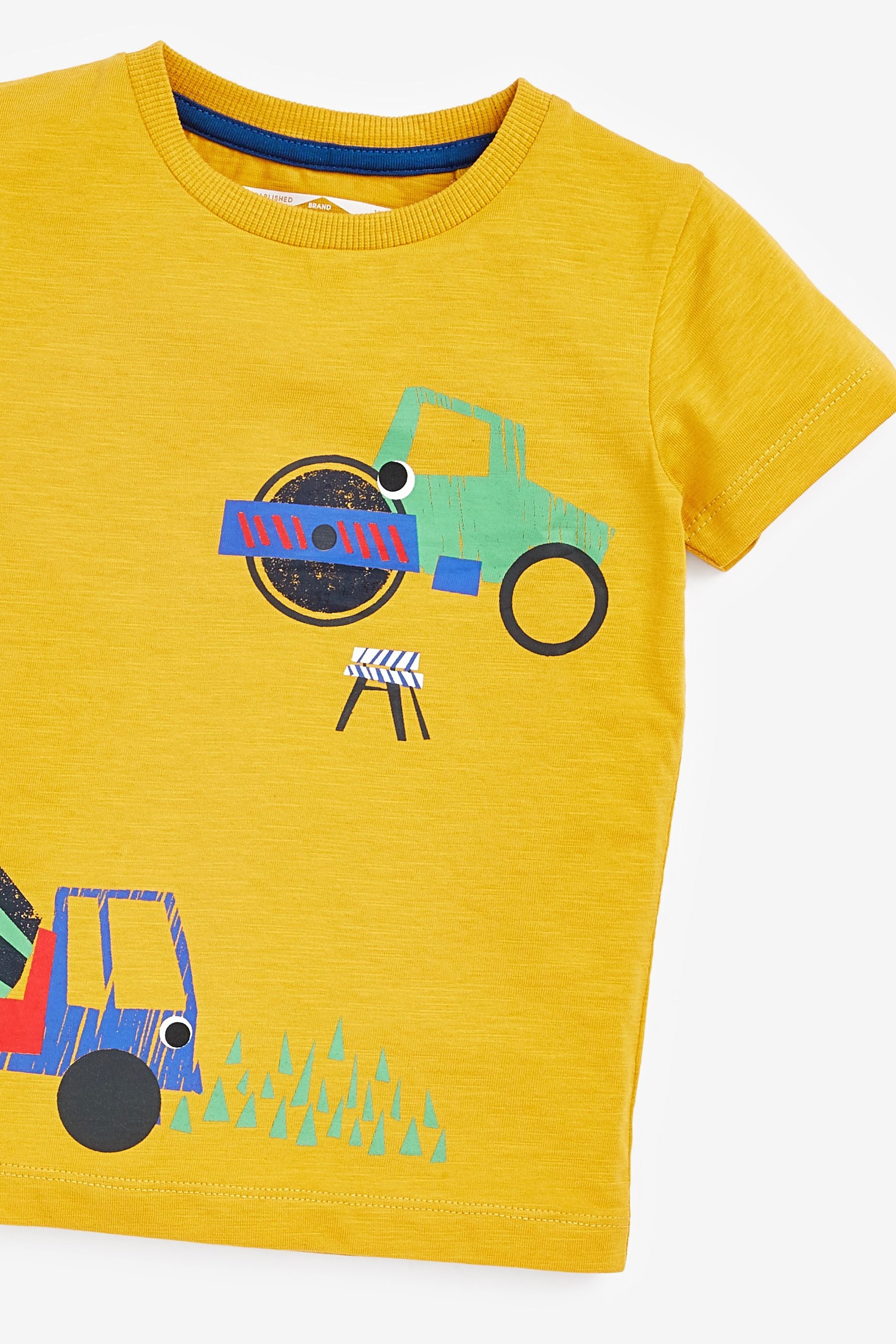 Red/Blue/Yellow Digger / trucks 3 Pack Short Sleeve T-Shirt (3mths-7yrs)