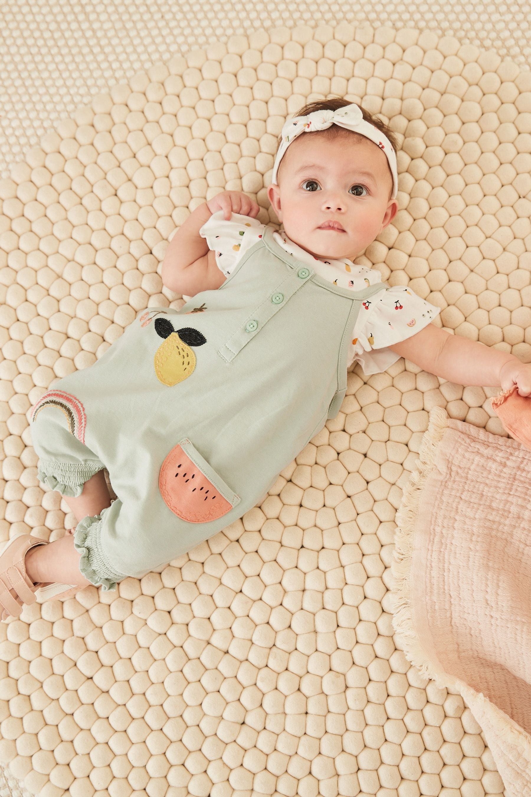 Green Baby 2 Piece Fruit Dungaree and Bodysuit Set (0mths-2yrs)