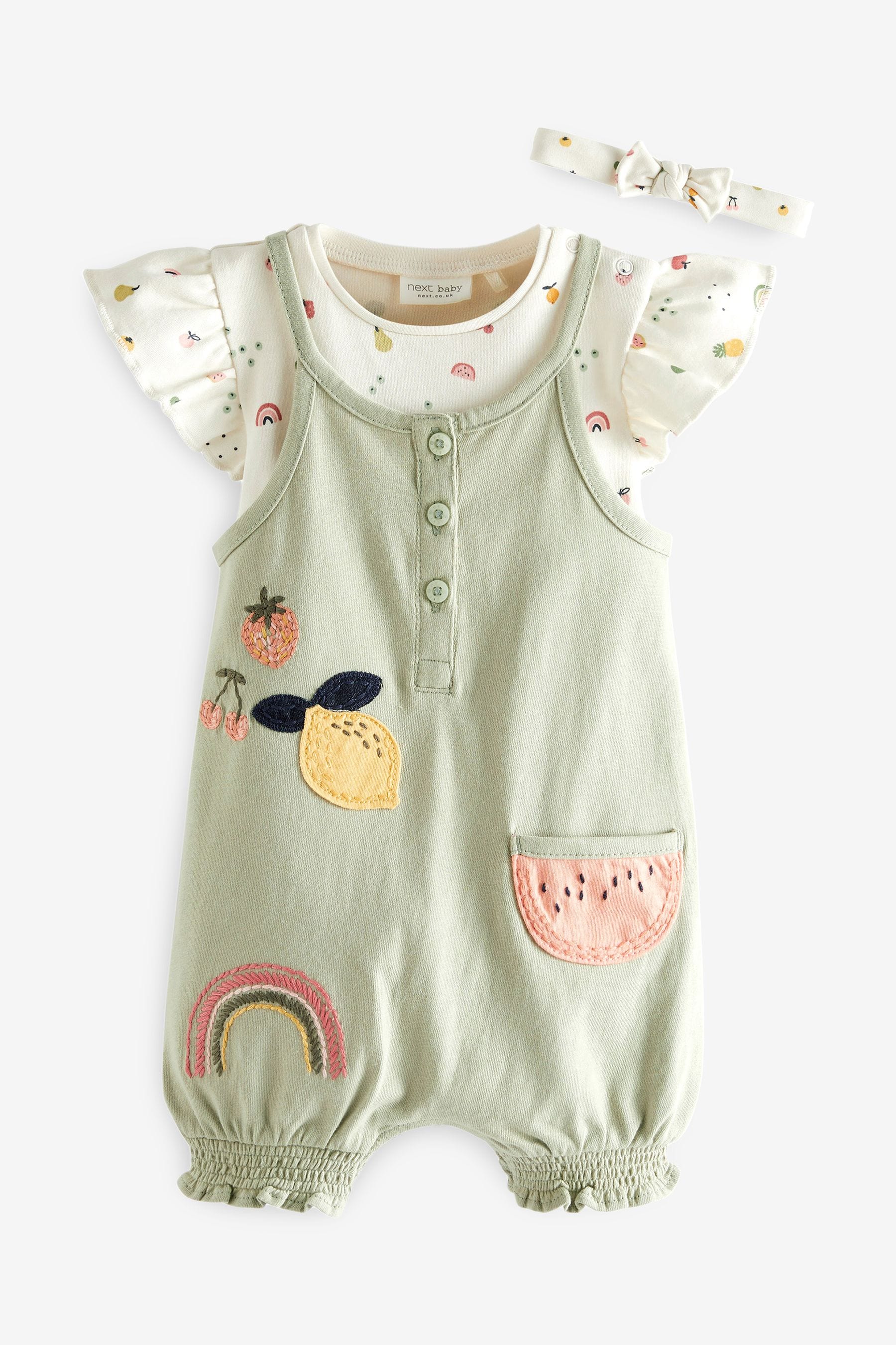 Green Baby 2 Piece Fruit Dungaree and Bodysuit Set (0mths-2yrs)