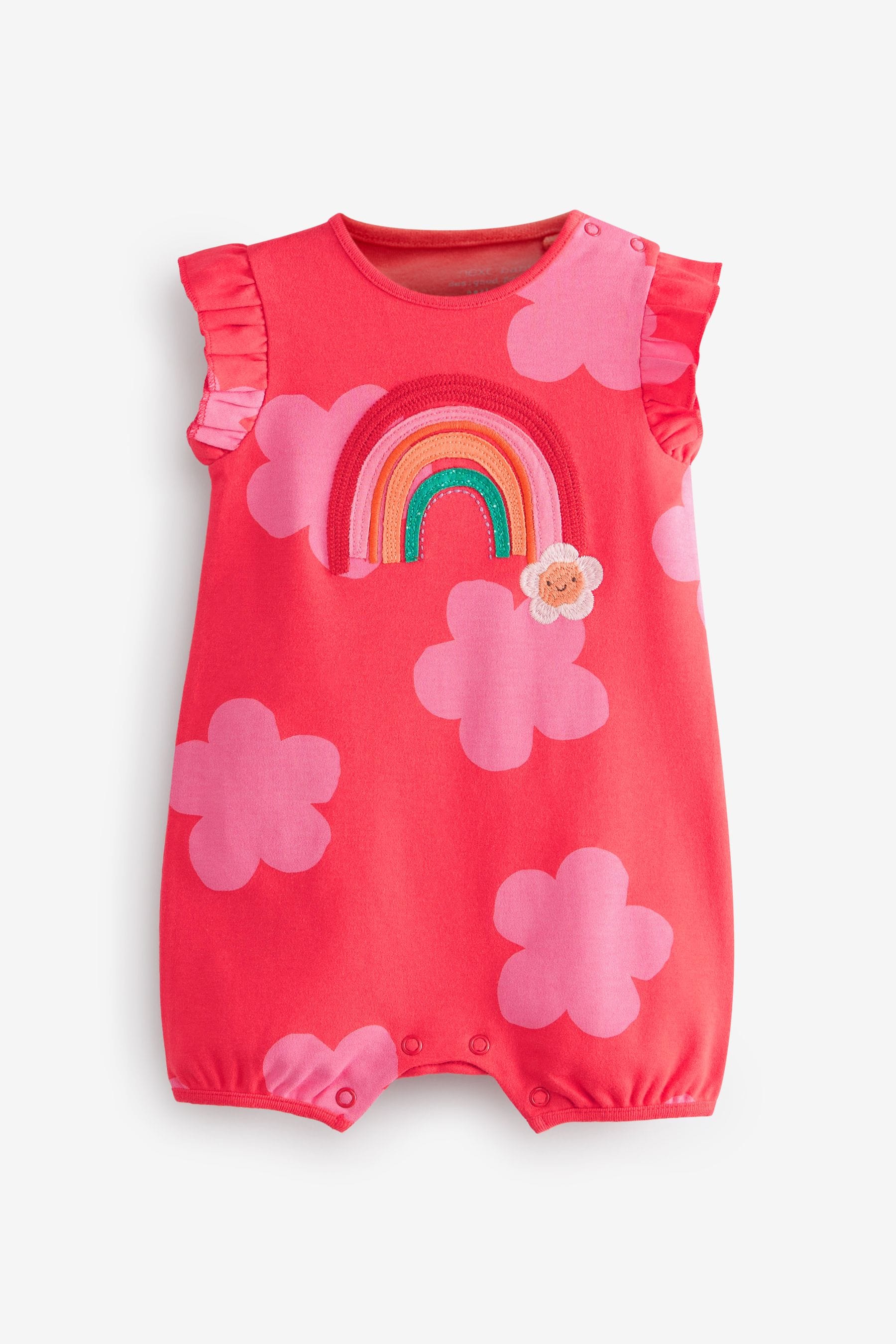 Bright Rainbow Print 4 Pack Printed Baby Rompers