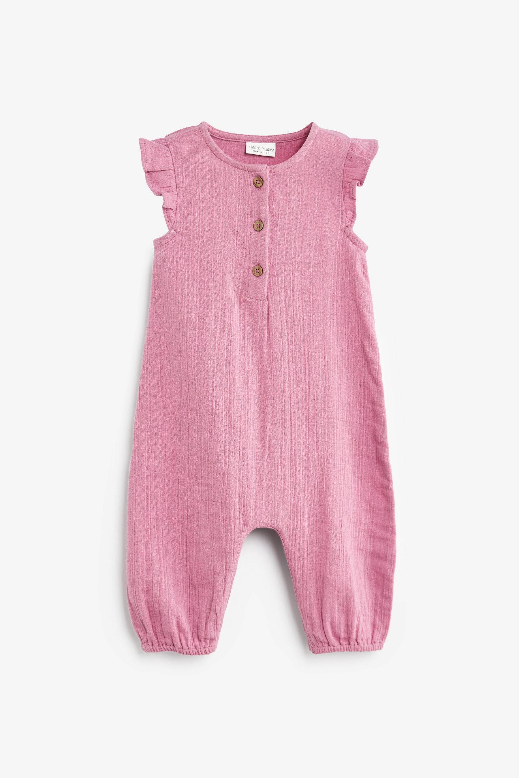 Pink Baby Woven Crinkle Romper (0mths-2yrs)