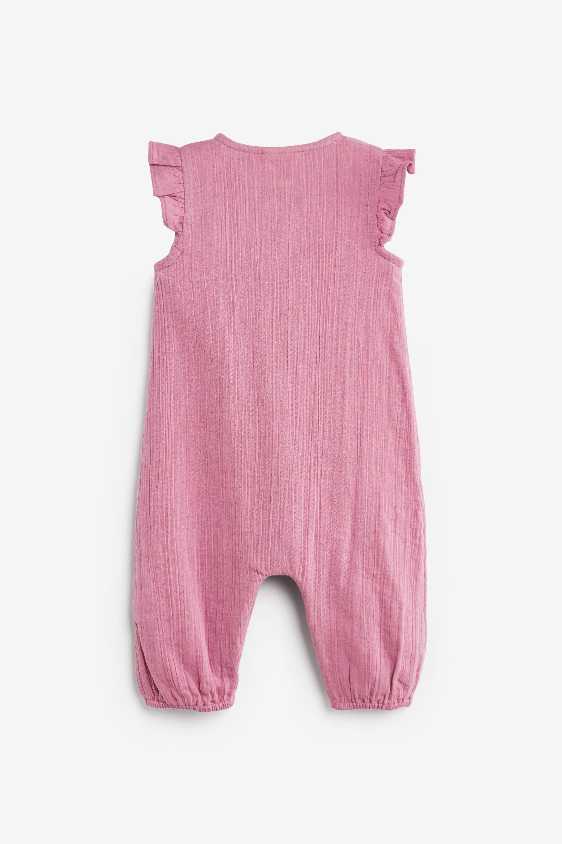 Pink Baby Woven Crinkle Romper (0mths-2yrs)