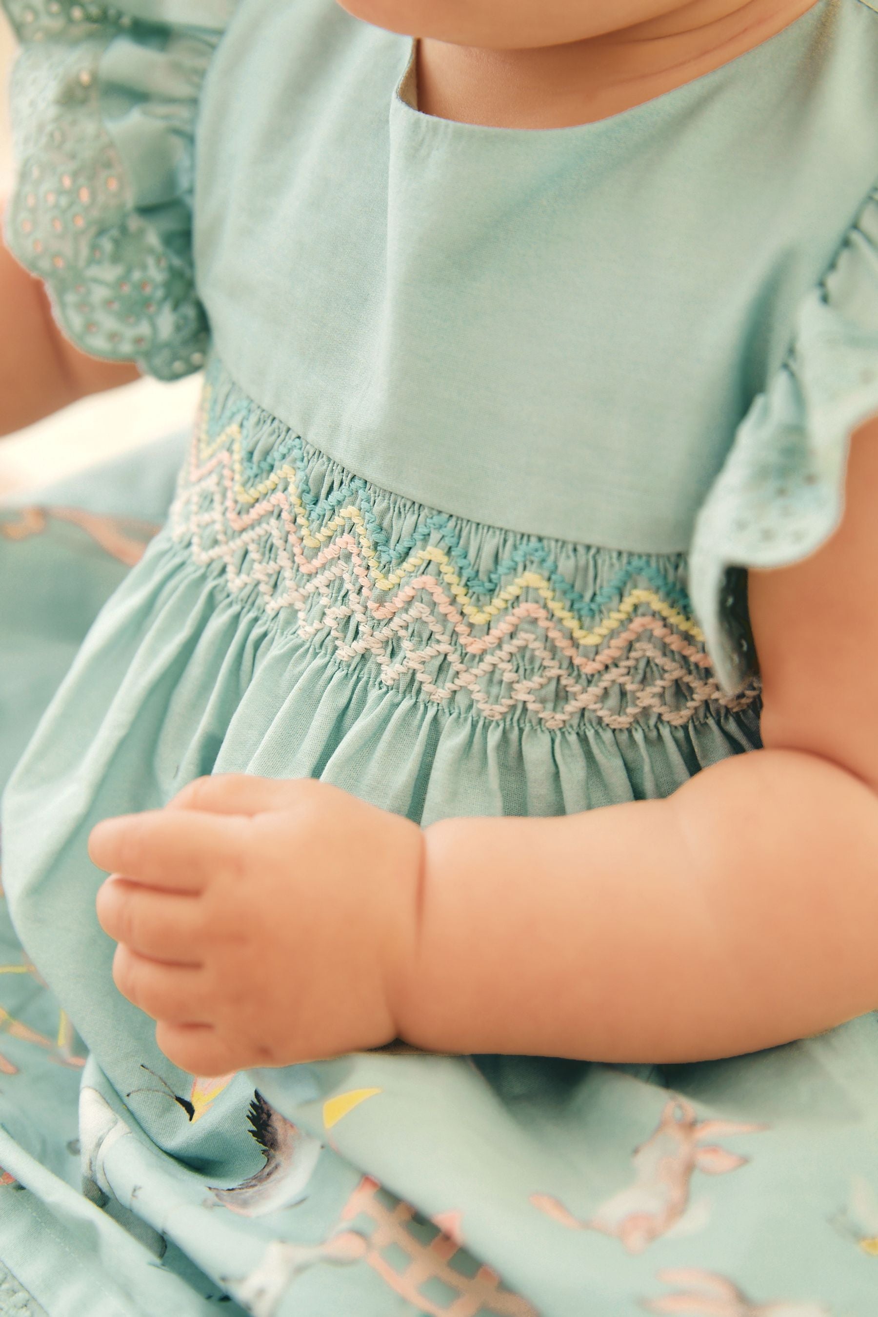 Teal Blue Animal Baby 3 Piece Blouse, Shorts and Headband Set (0mths-2yrs)