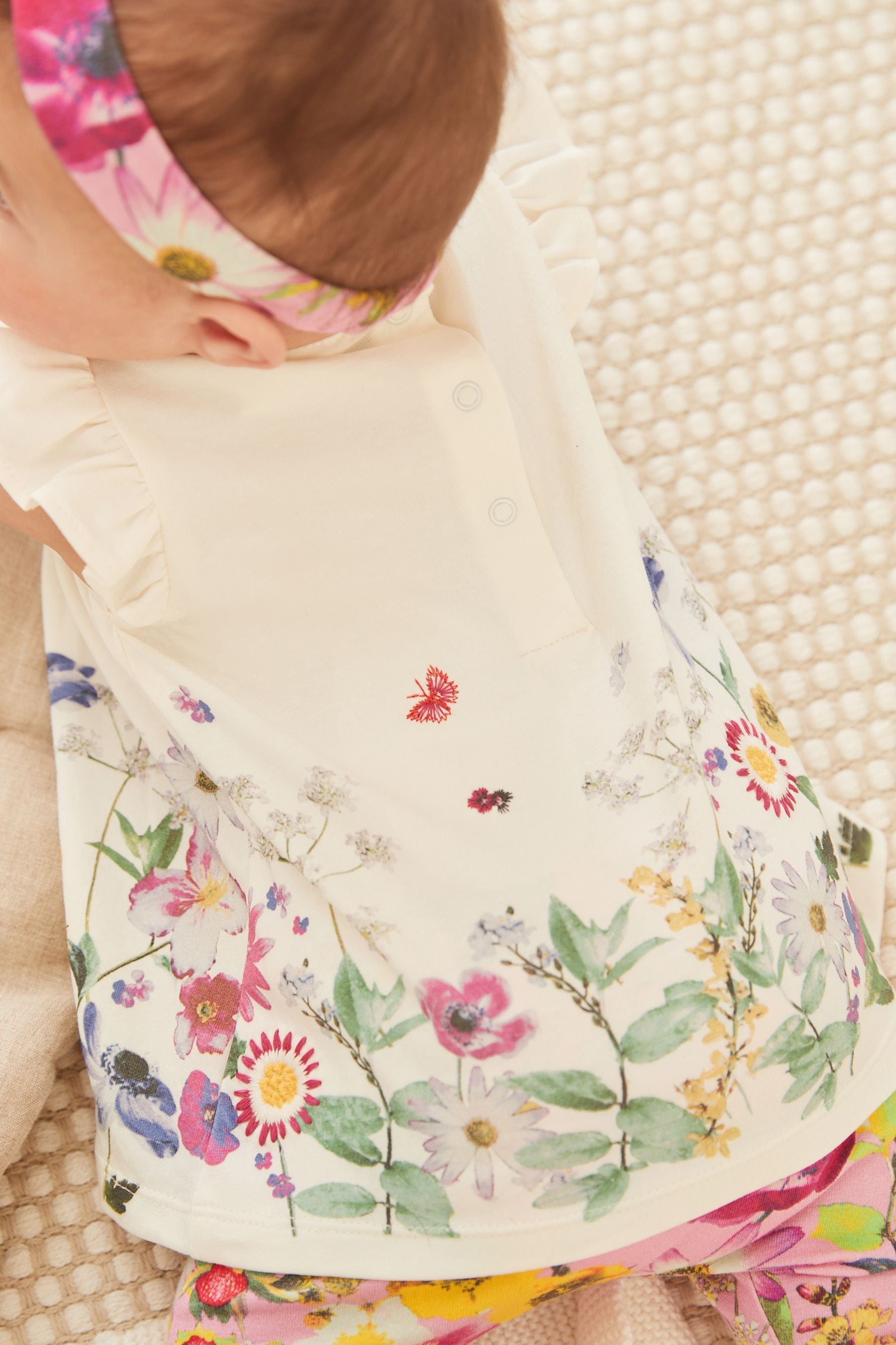 Bright Pink Floral Baby T-Shirt, Leggings And Headband Set (0mths-3yrs)