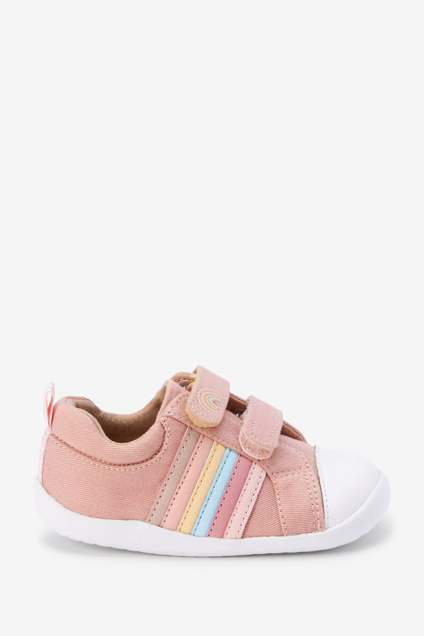 Pink Canvas First Walker Rainbow Trainers