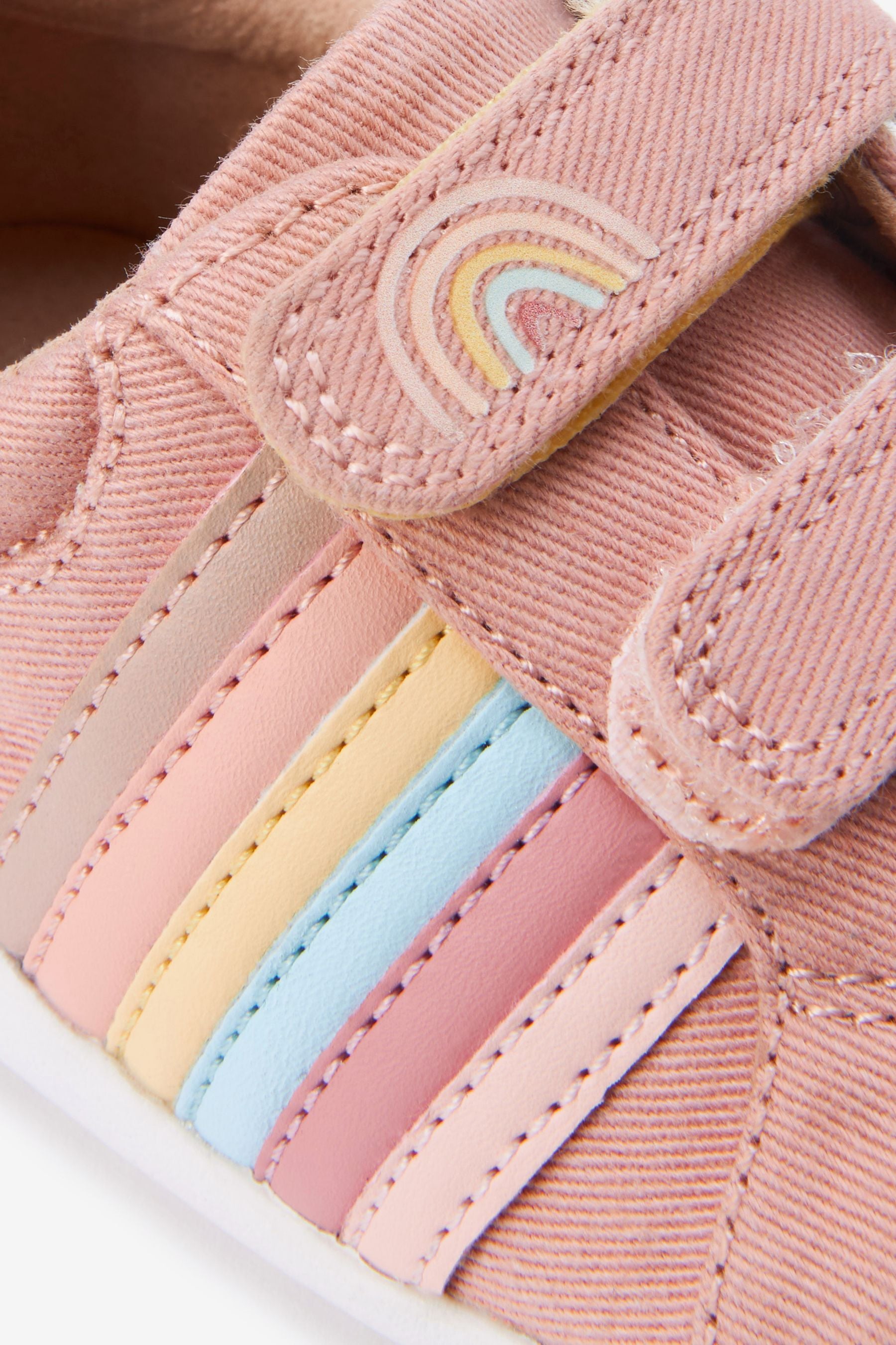 Pink Canvas First Walker Rainbow Trainers