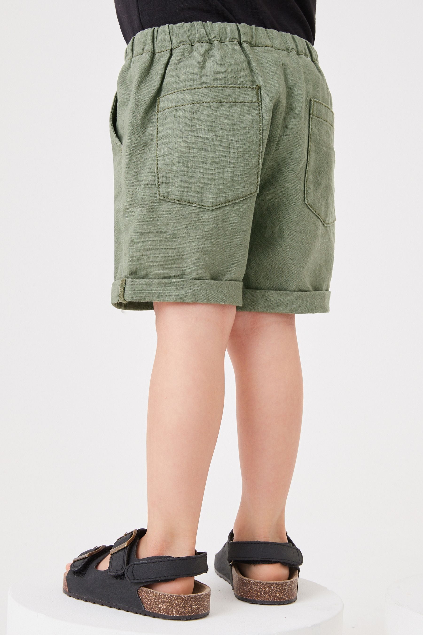 Khaki Green Linen Blend Pull-On Shorts (3mths-7yrs)