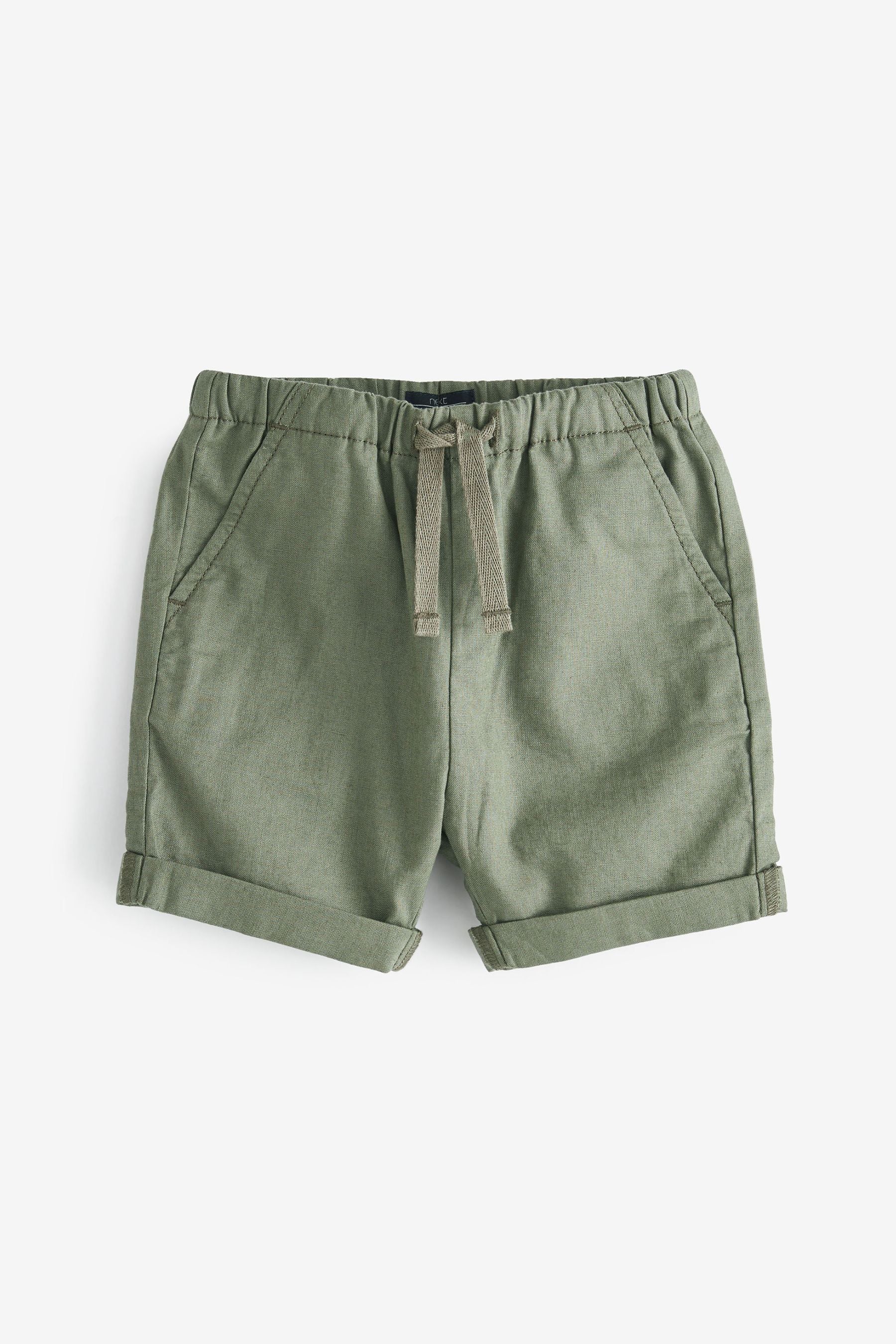 Khaki Green Linen Blend Pull-On Shorts (3mths-7yrs)