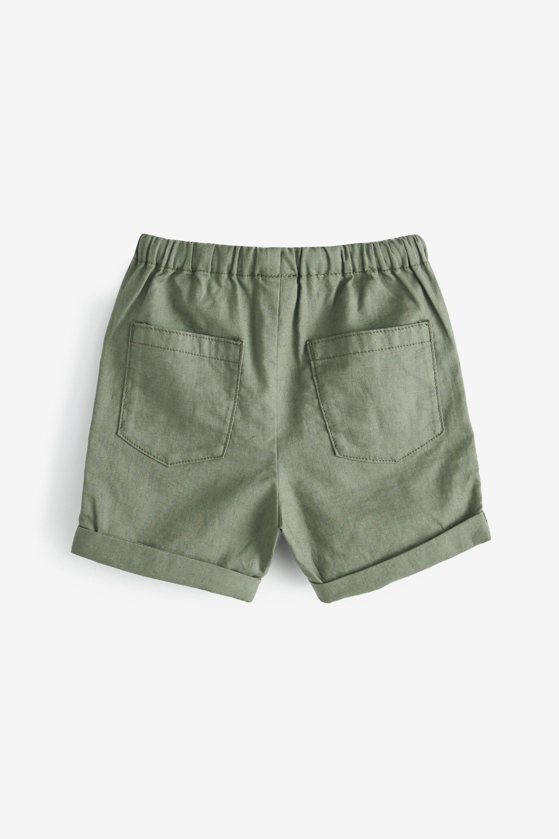 Khaki Green Linen Blend Pull-On Shorts (3mths-7yrs)