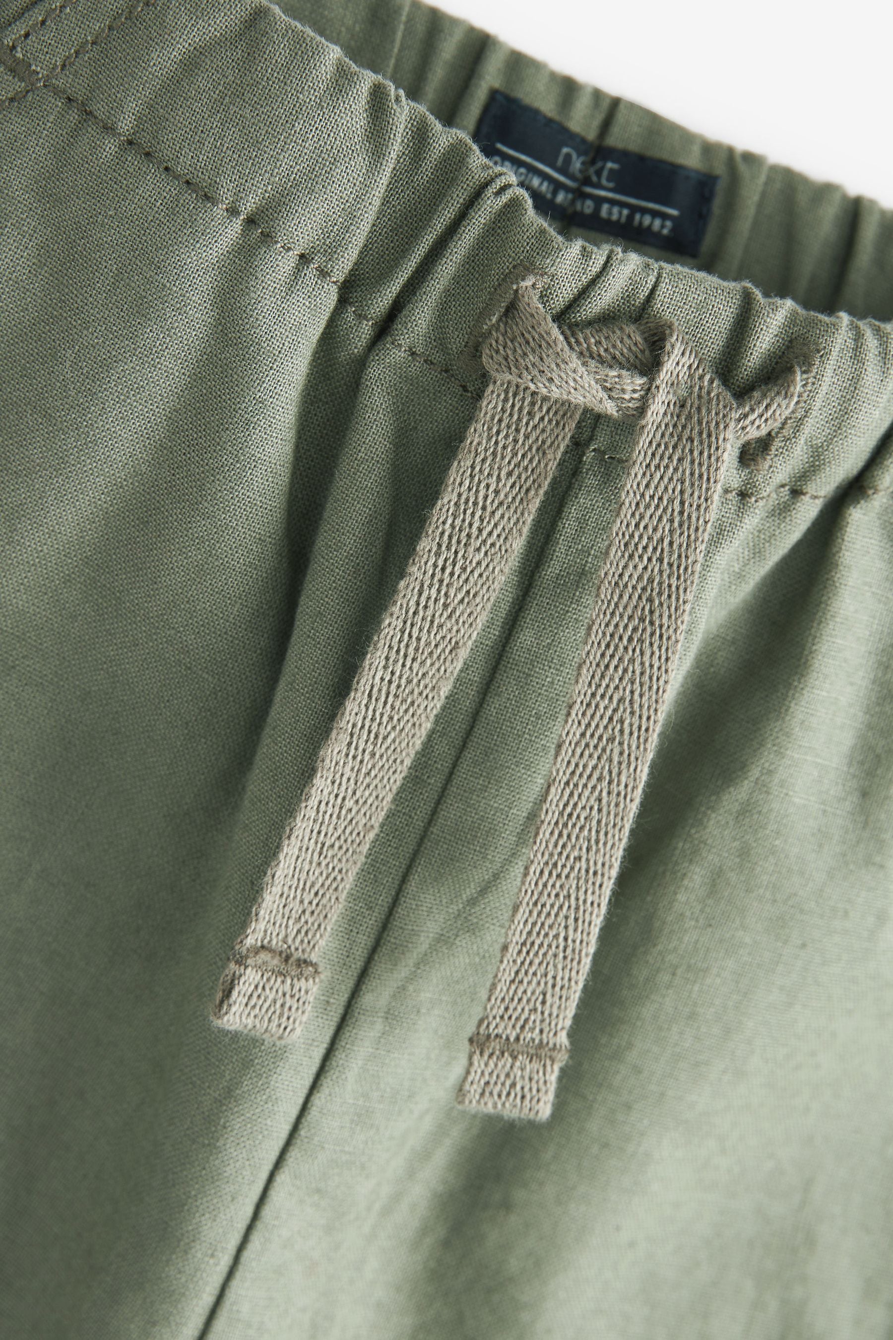 Khaki Green Linen Blend Pull-On Shorts (3mths-7yrs)