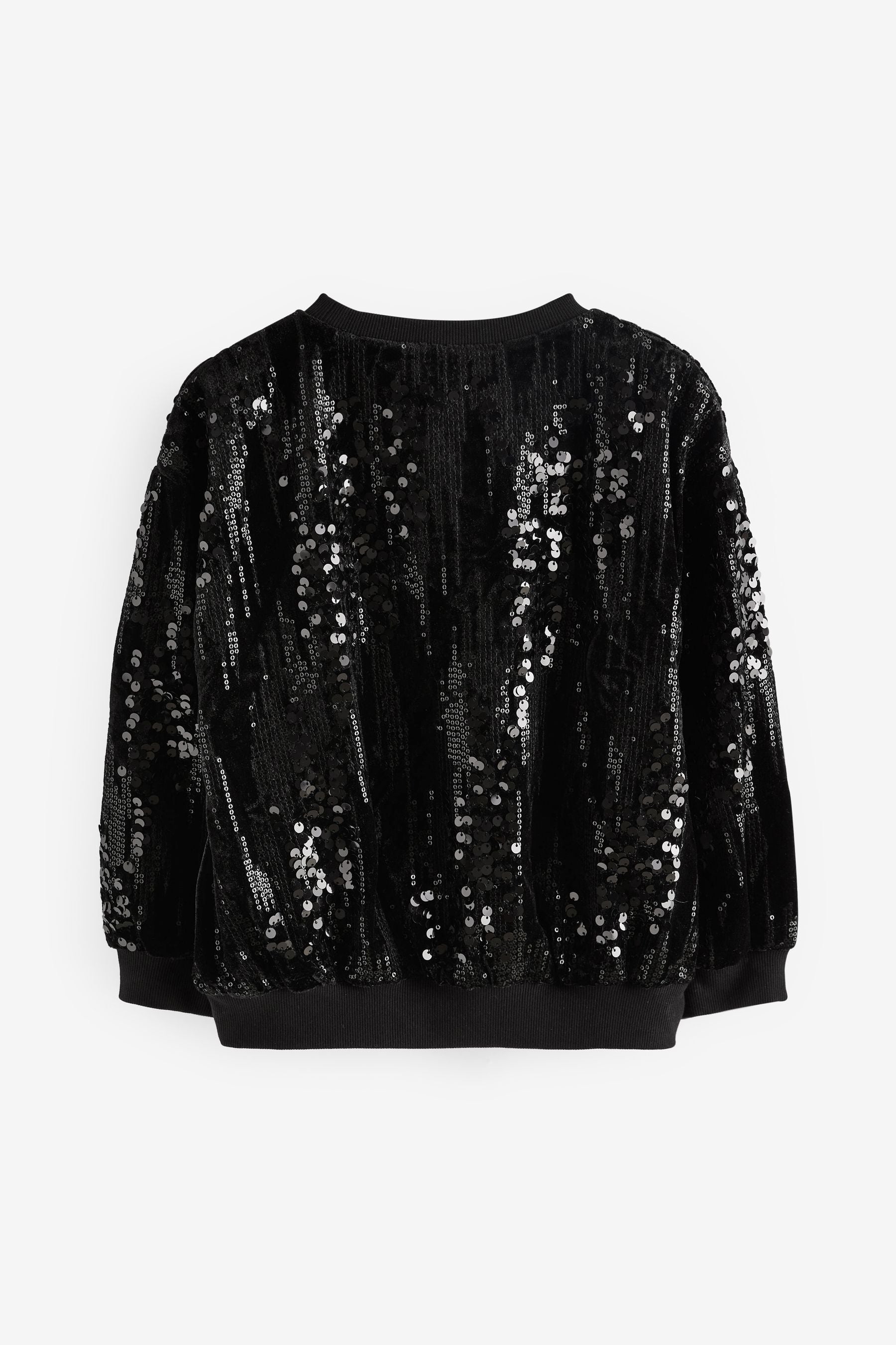 Black/Silver Sequin Sequin Crew Sweatshirt Top (3-16yrs)