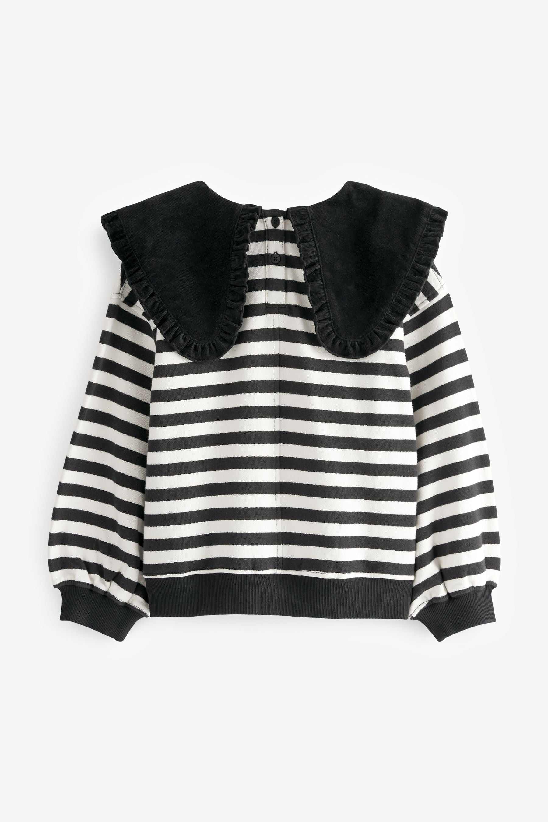 Black/White Stripe Collar Crew Sweatshirt (3-16yrs)