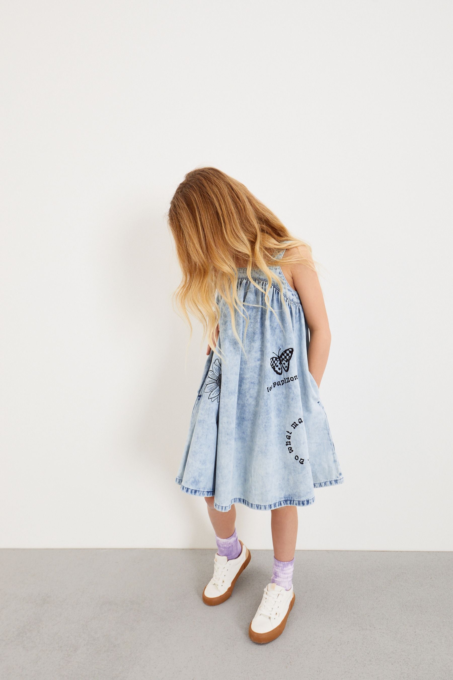 Blue Embroidered Denim Dress (3-16yrs)