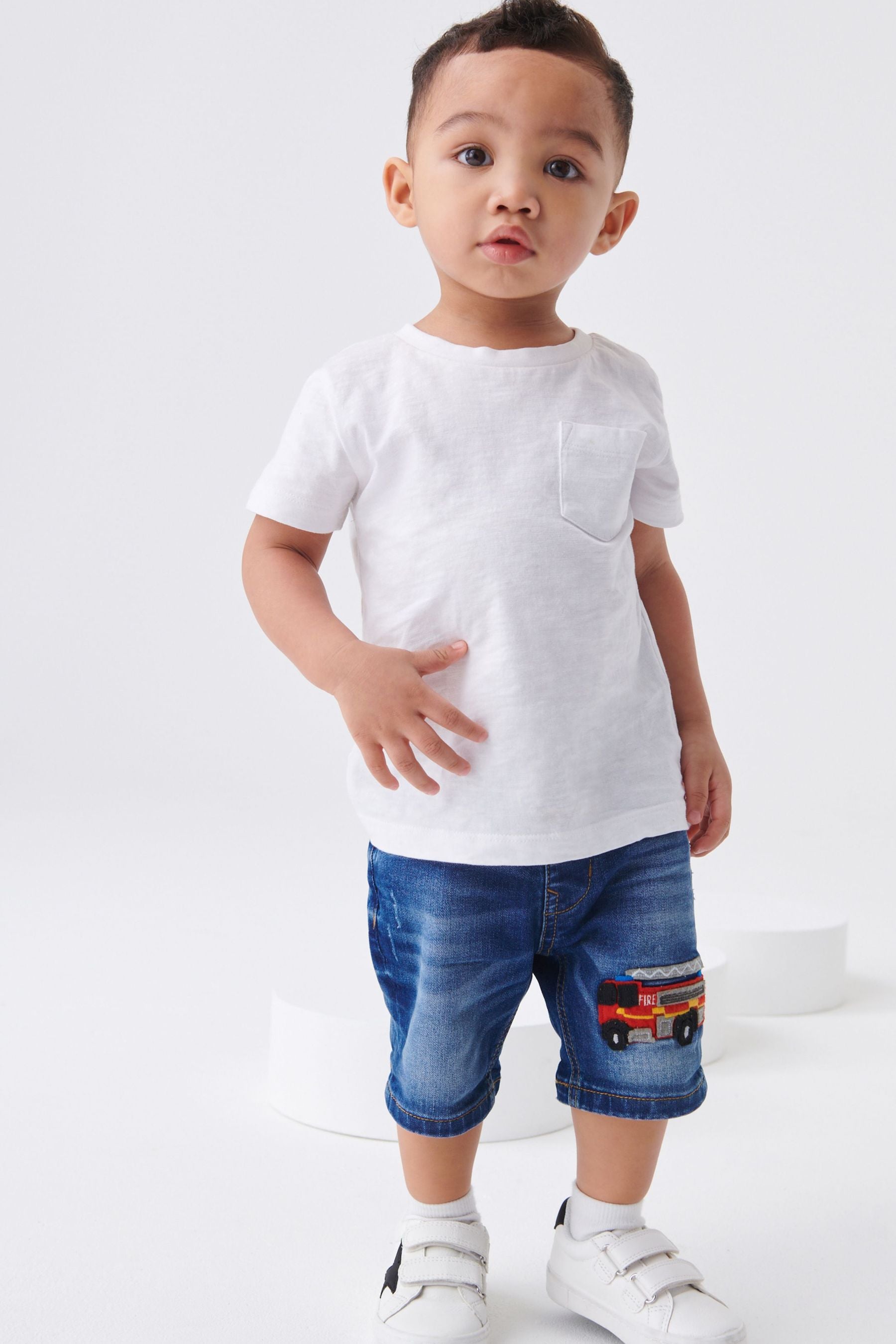 Mid Blue Fire Engine Regular Fit Denim Shorts (3mths-7yrs)