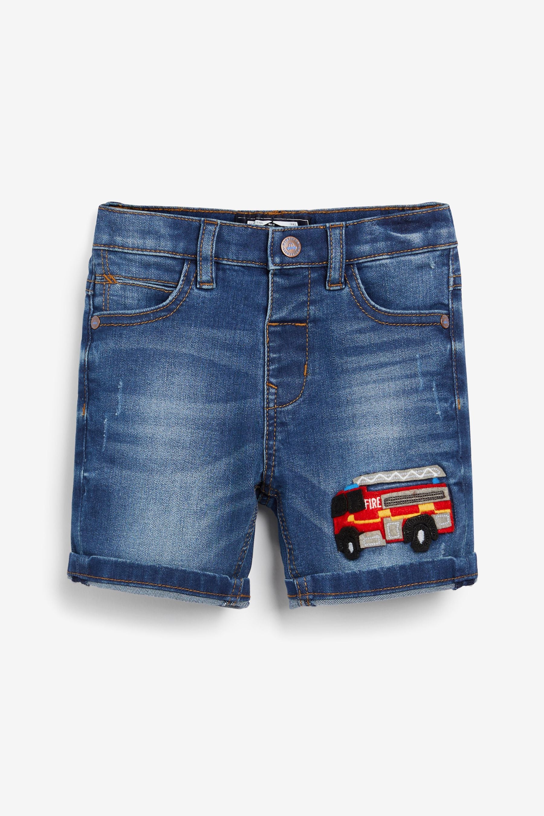 Mid Blue Fire Engine Regular Fit Denim Shorts (3mths-7yrs)