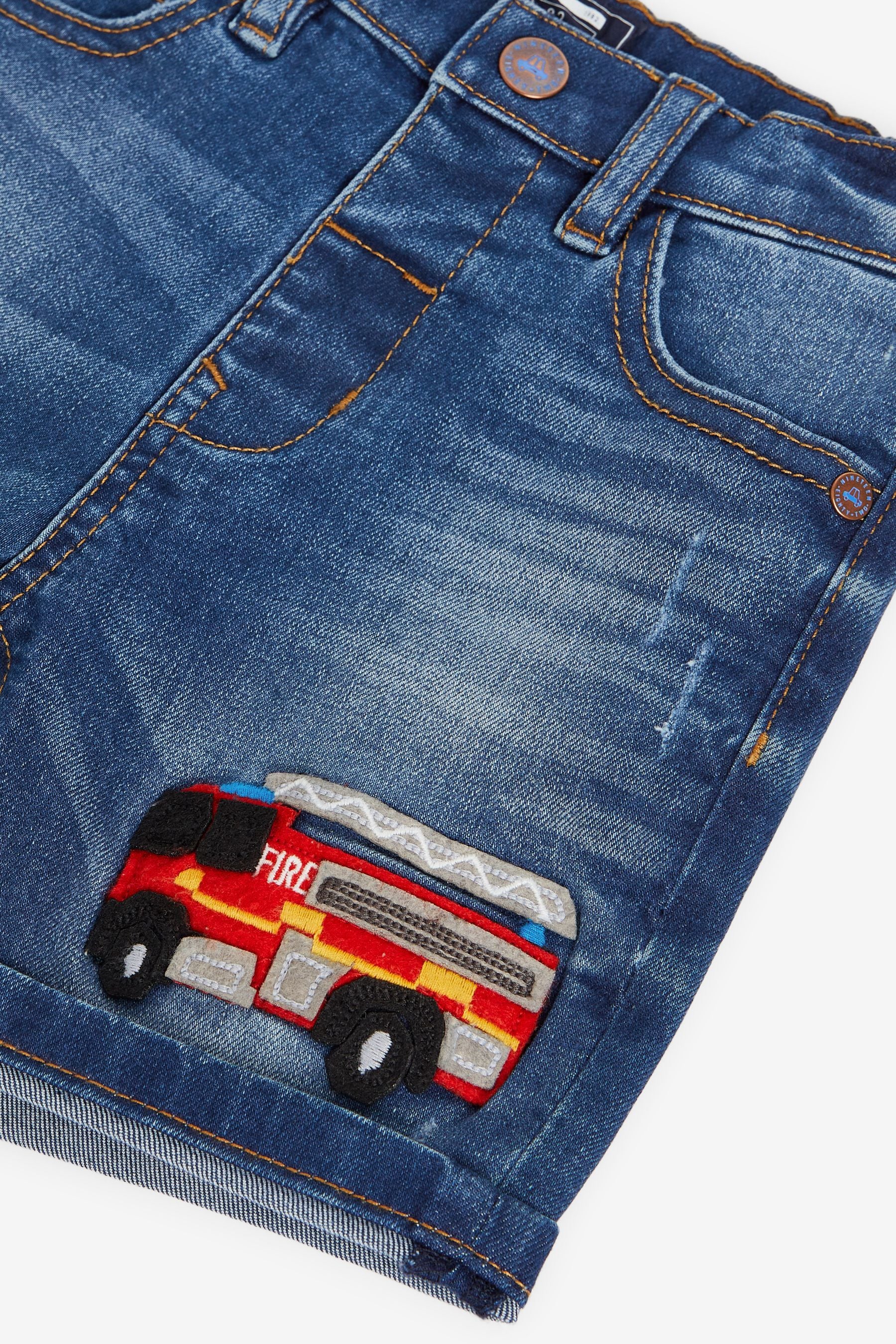 Mid Blue Fire Engine Regular Fit Denim Shorts (3mths-7yrs)