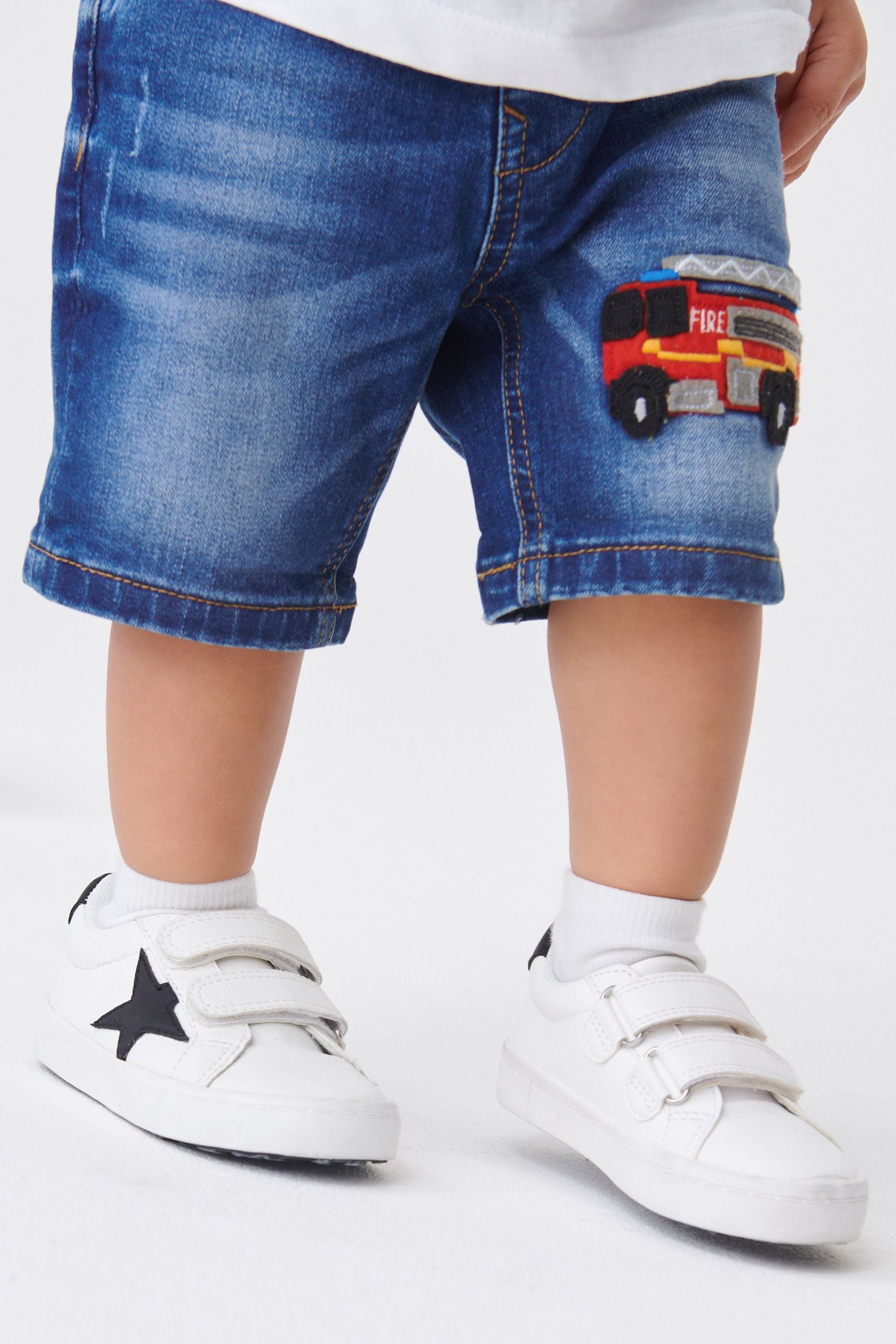 Mid Blue Fire Engine Regular Fit Denim Shorts (3mths-7yrs)