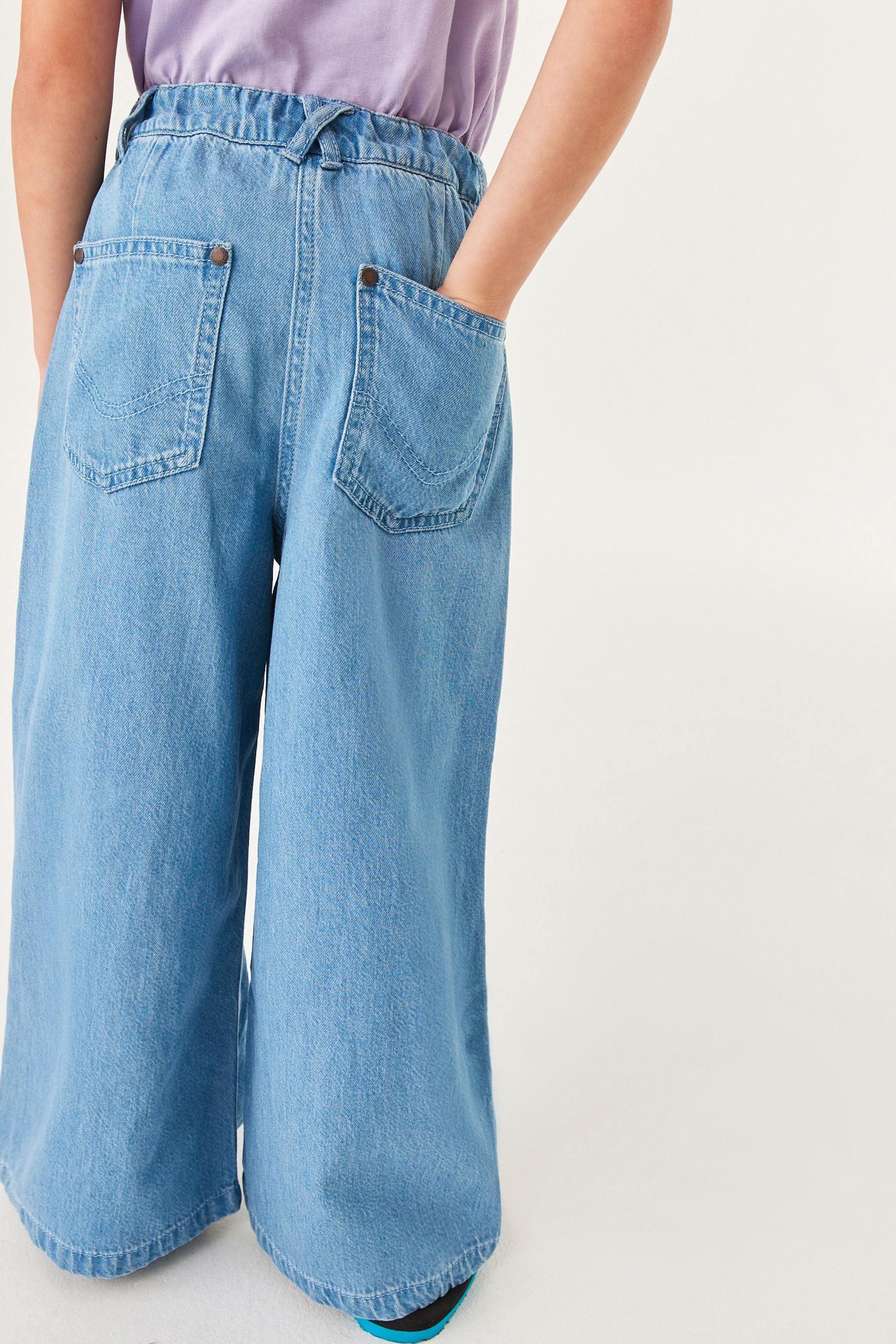 Mid Blue Denim Wide Leg Trousers (3-16yrs)