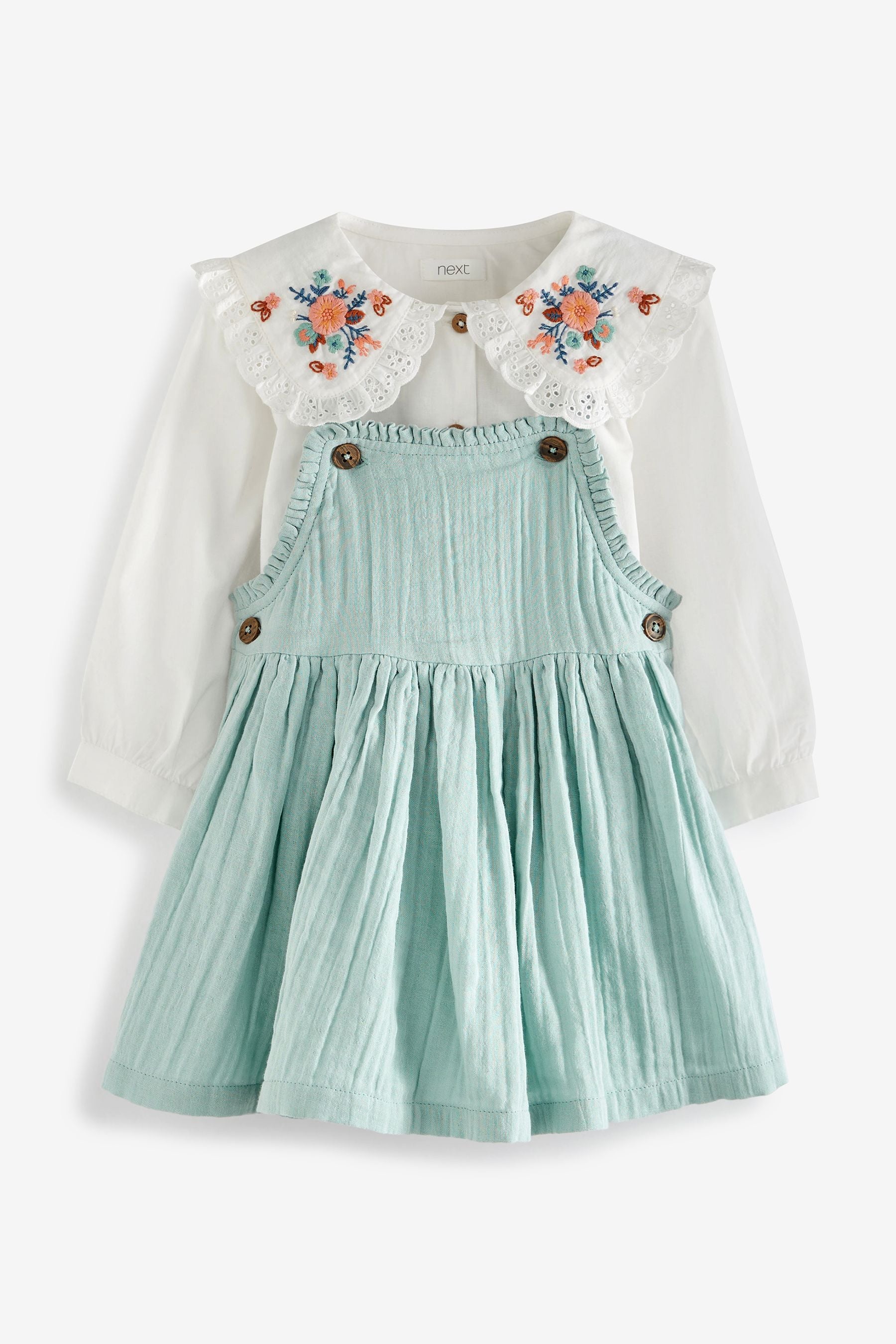 Mint Green Blouse And Pinafore Set (3mths-8yrs)