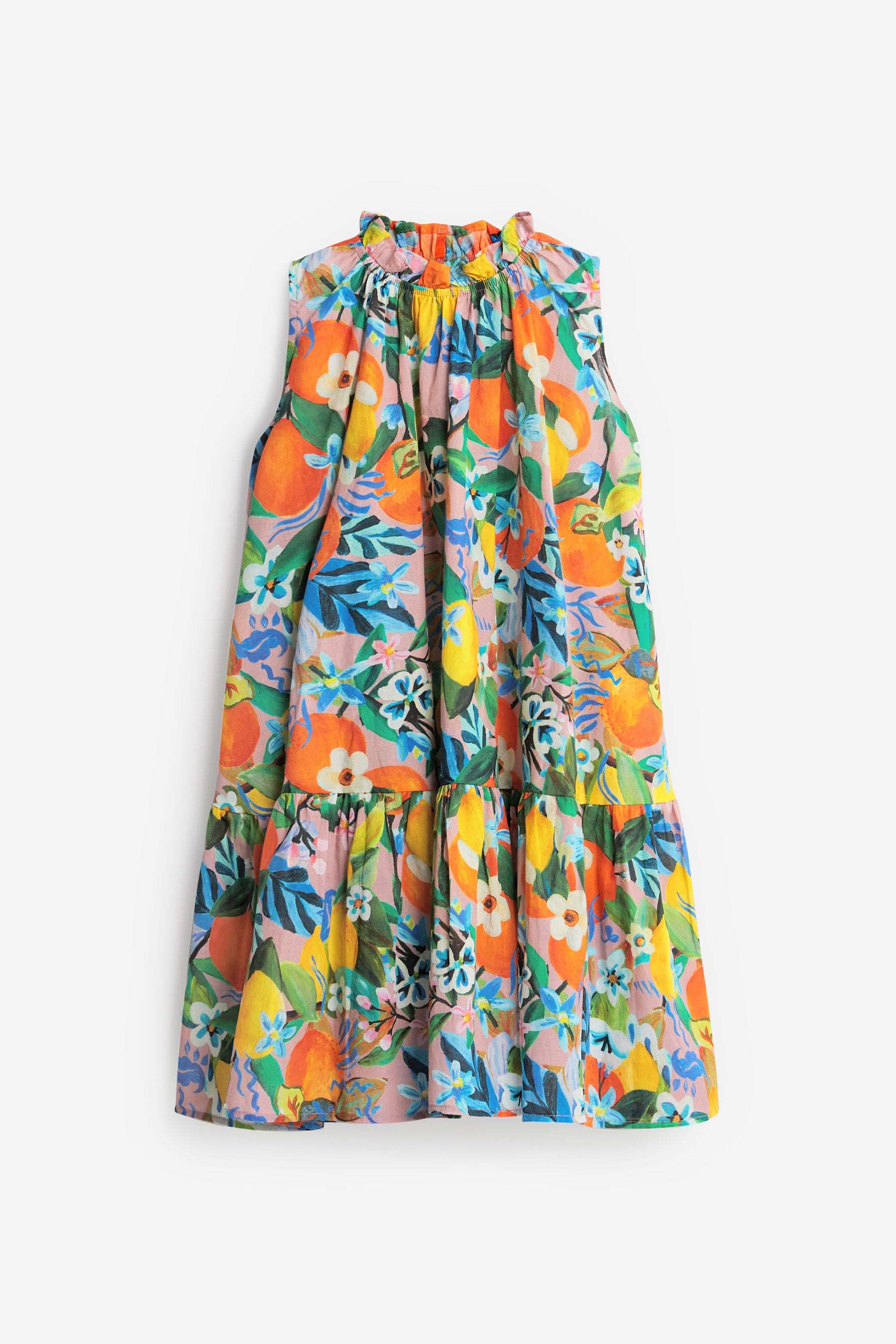 Orange/Yellow Fruit Printed Trapeze Dress (3-16yrs)