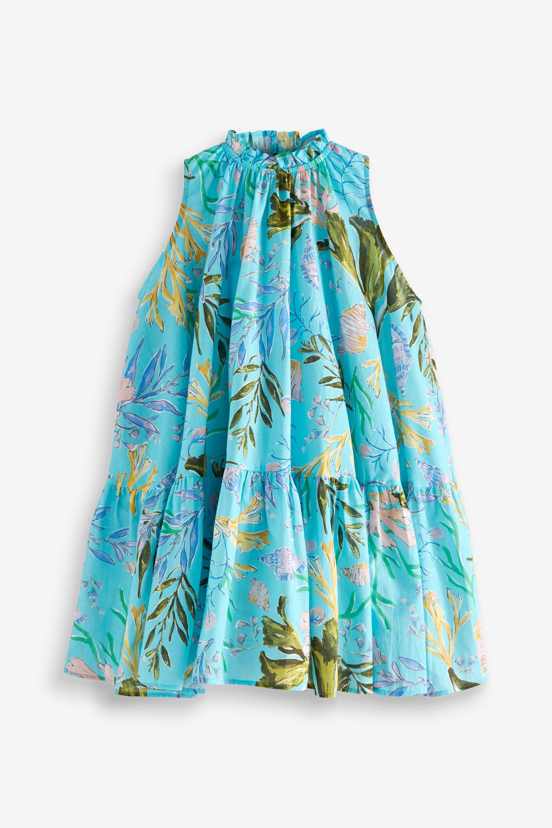 Turquoise Blue Ocean Printed Trapeze Dress (3-16yrs)