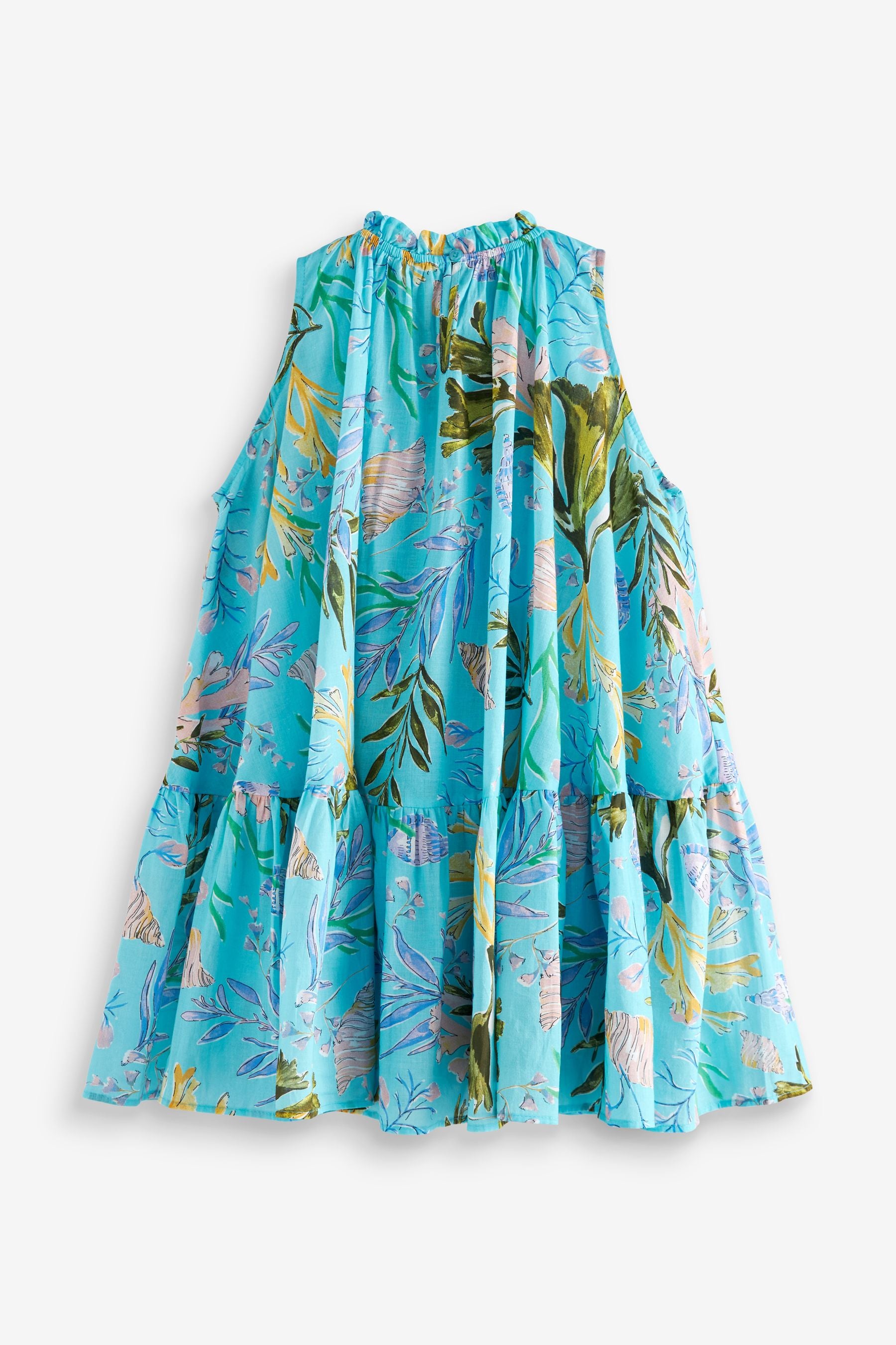 Turquoise Blue Ocean Printed Trapeze Dress (3-16yrs)