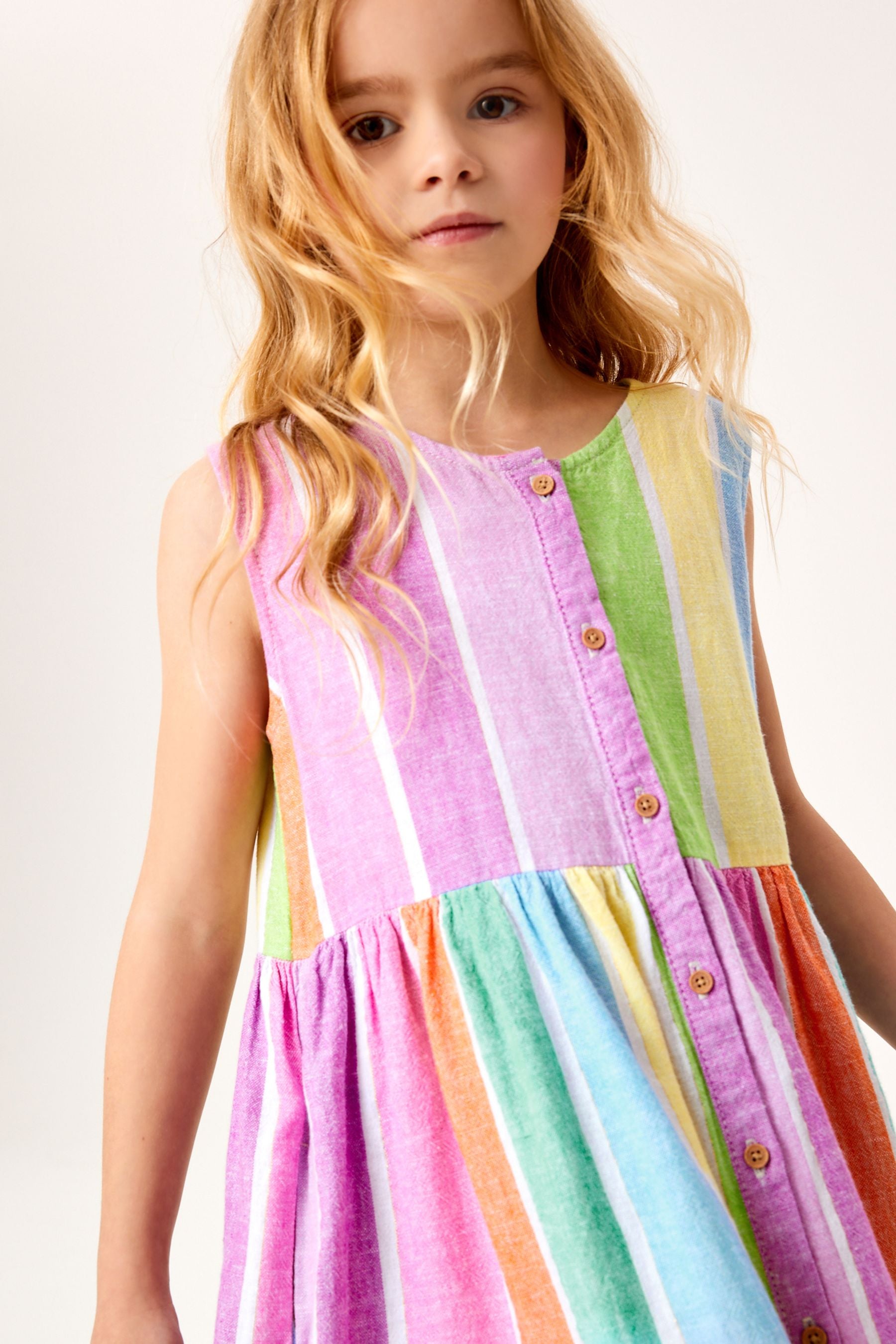 Rainbow Buttoned Dress (3-16yrs)