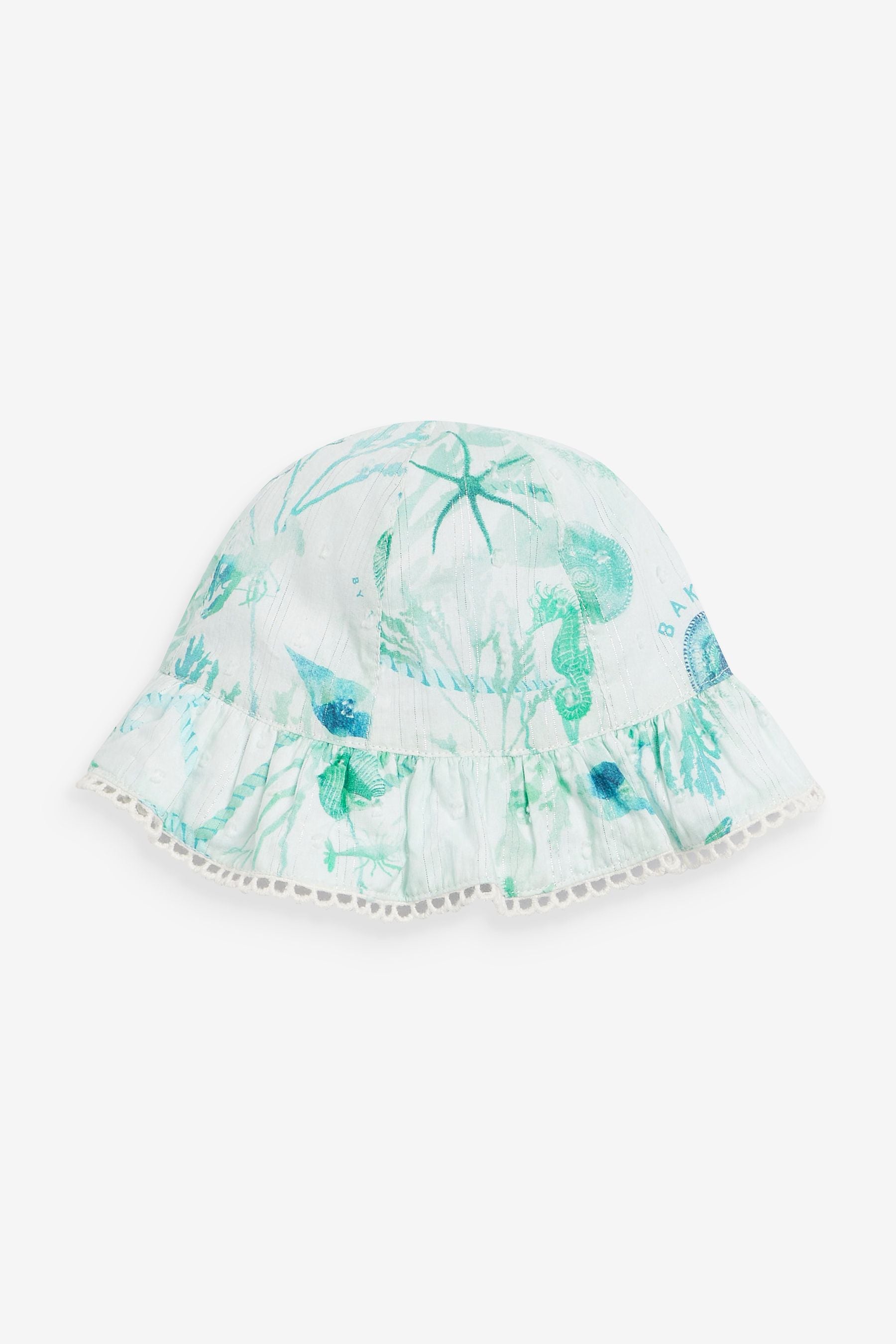 Baker by Ted Baker Aqua Blue Printed Romper and Hat Set