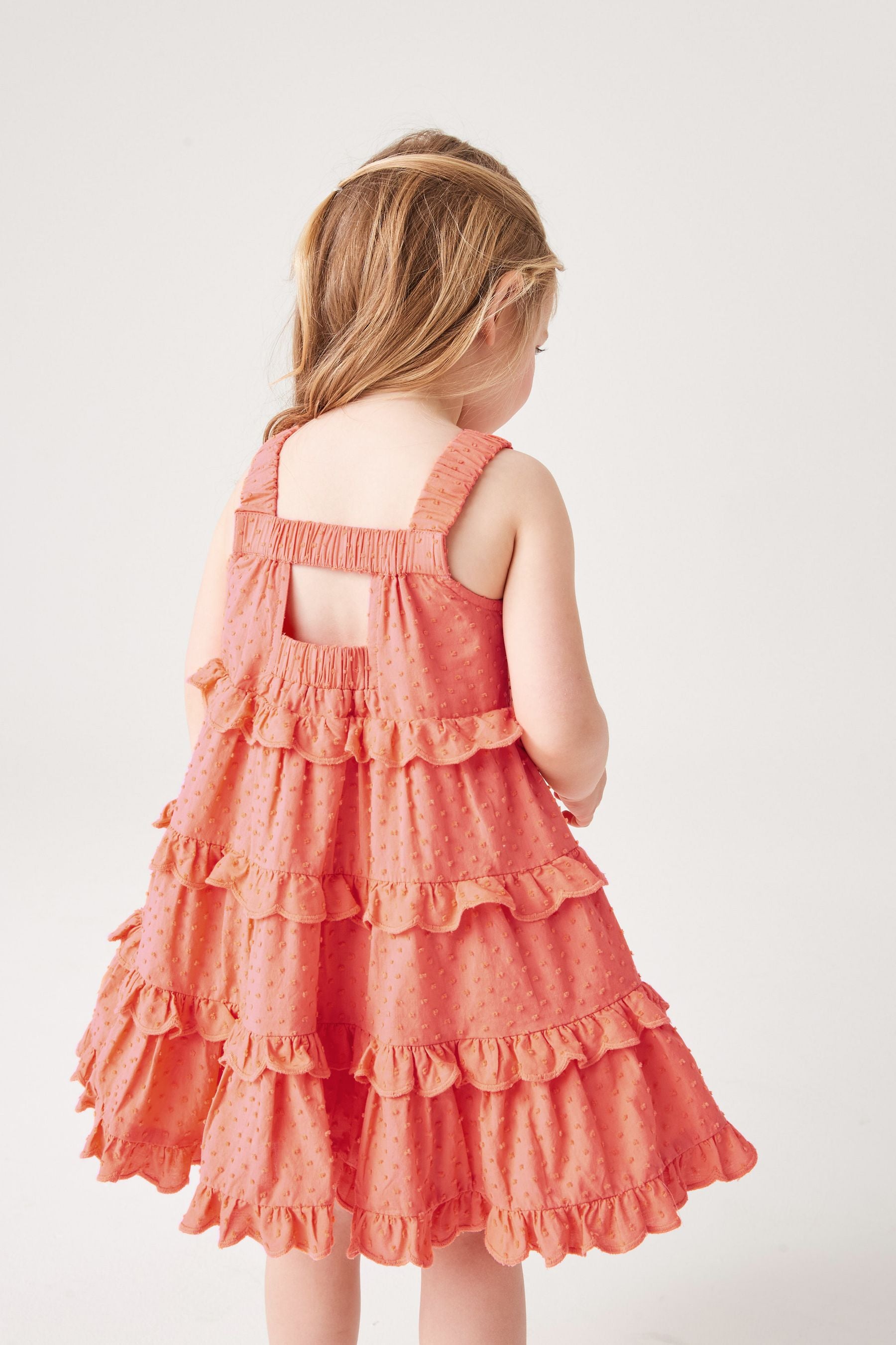 Coral Orange Ted Baker Coral Orange Tiered Woven Dress