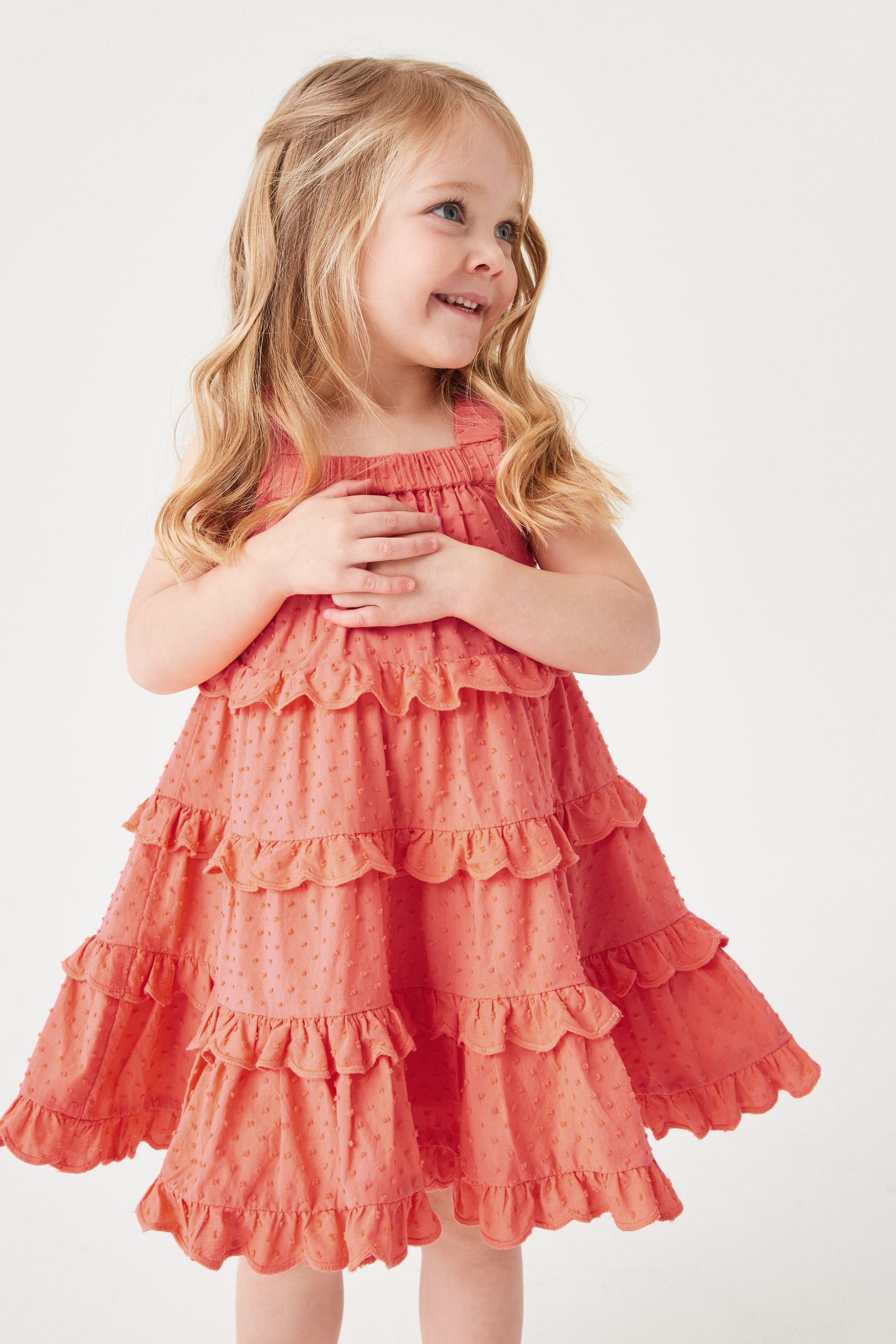 Coral Orange Ted Baker Coral Orange Tiered Woven Dress