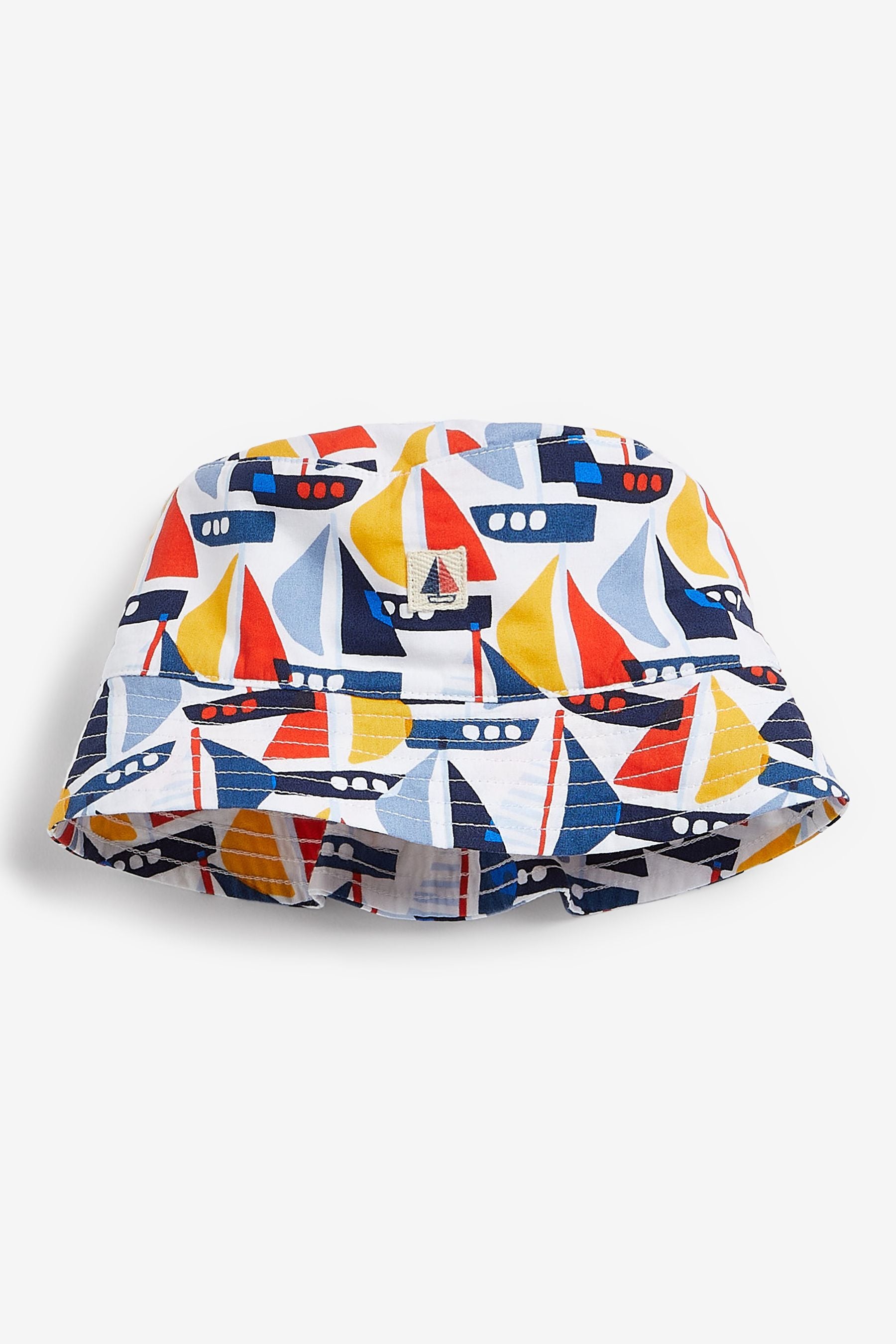 Blue Geometric Boat Baby Romper with Bucket Hat Set (0mths-2yrs)