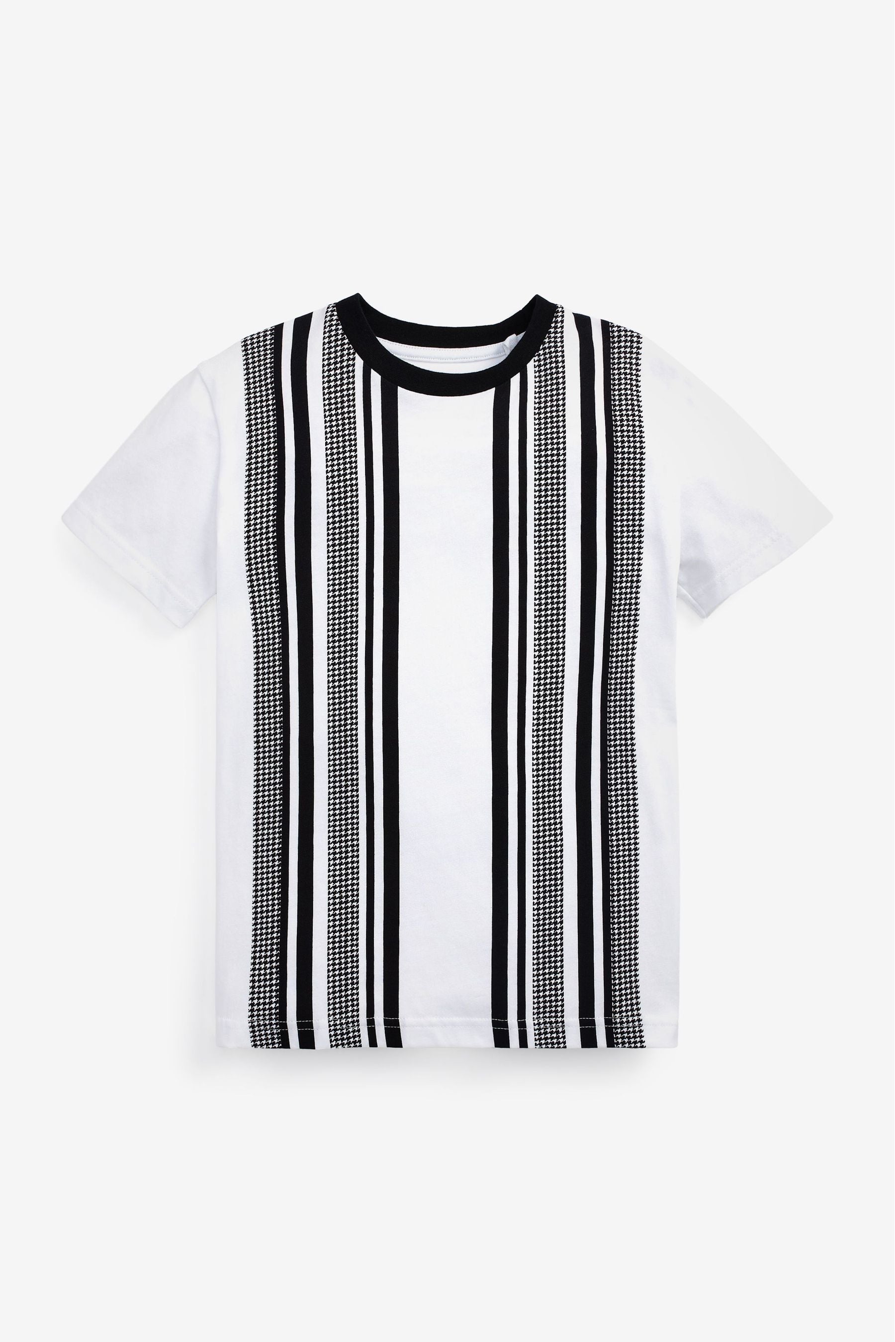 White/Black Vertical Stripe Short Sleeve T-Shirt (3-16yrs)