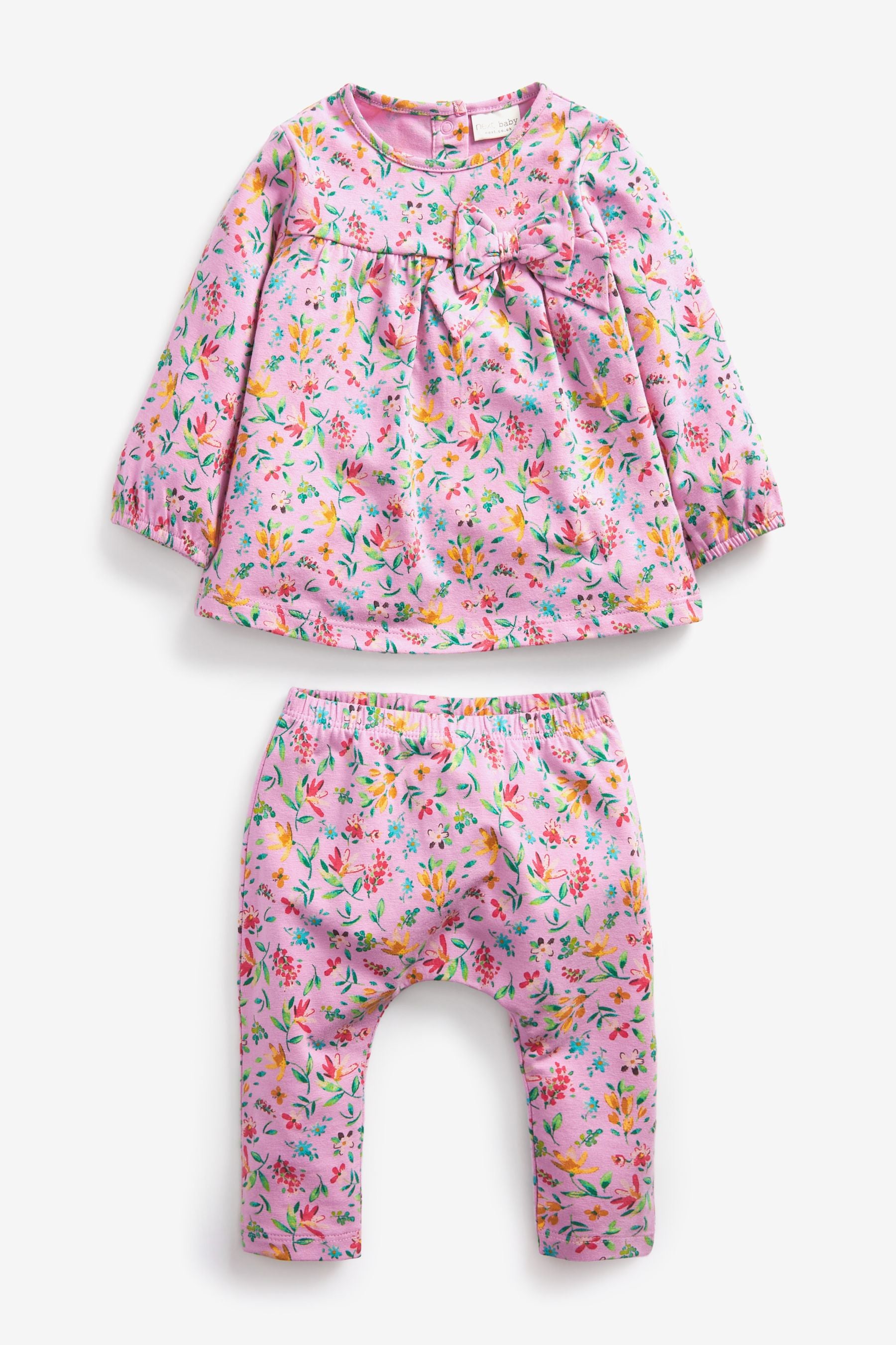 Pink / White Baby 4 Piece T-Shirt And Leggings Set