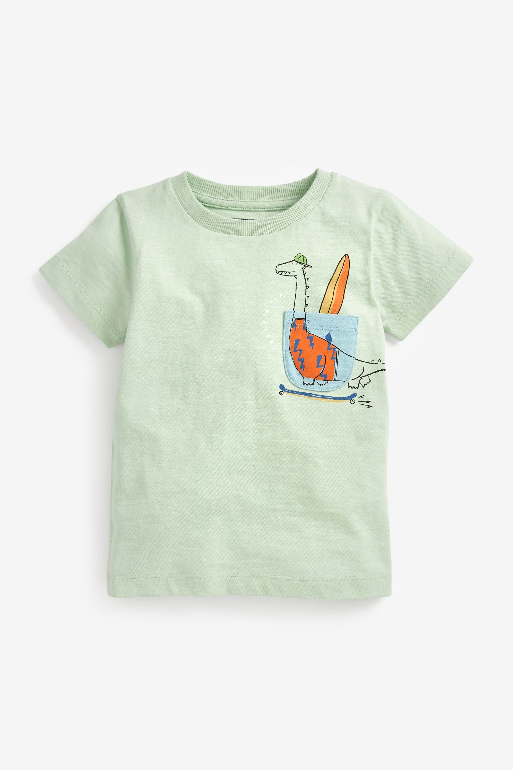 Blue/Green Summer Dinosaur Short Sleeve T-Shirts 3 Pack (3mths-7yrs)