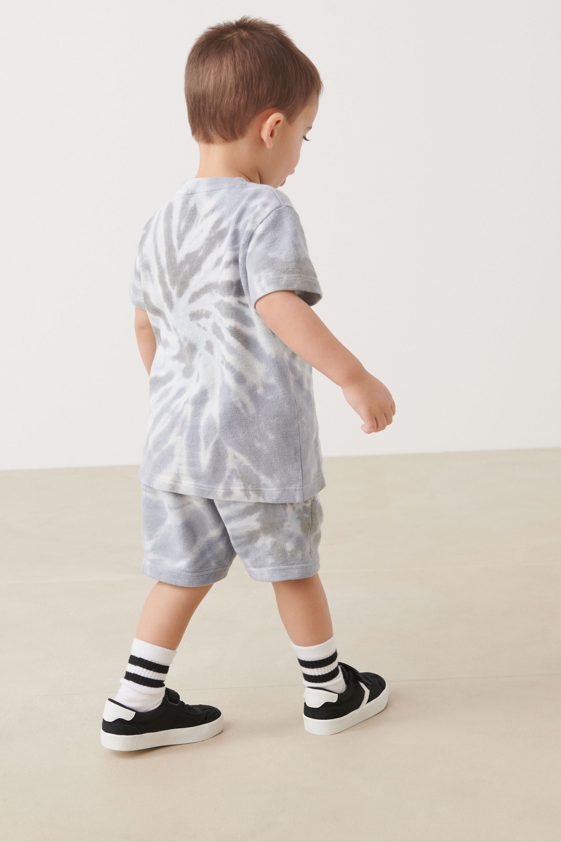 Grey Tie Dye Towelling T-Shirt And Shorts Set (3mths-7yrs)