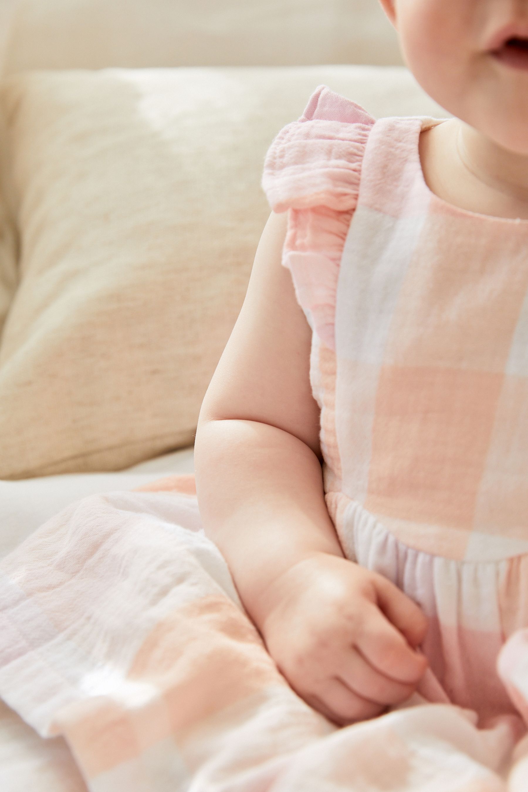 Pink Baby Check Woven Dress (0mths-2yrs)