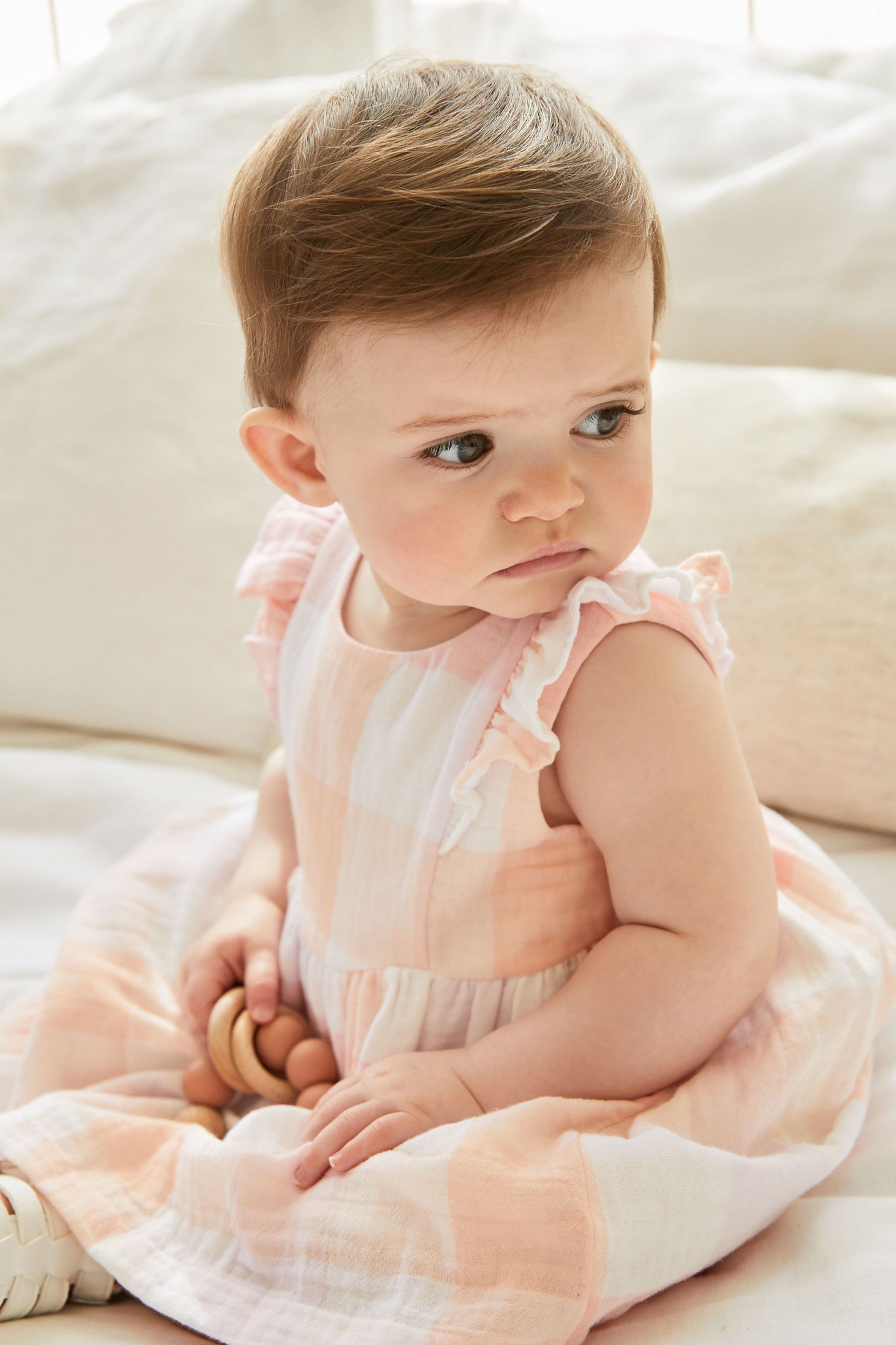 Pink Baby Check Woven Dress (0mths-2yrs)