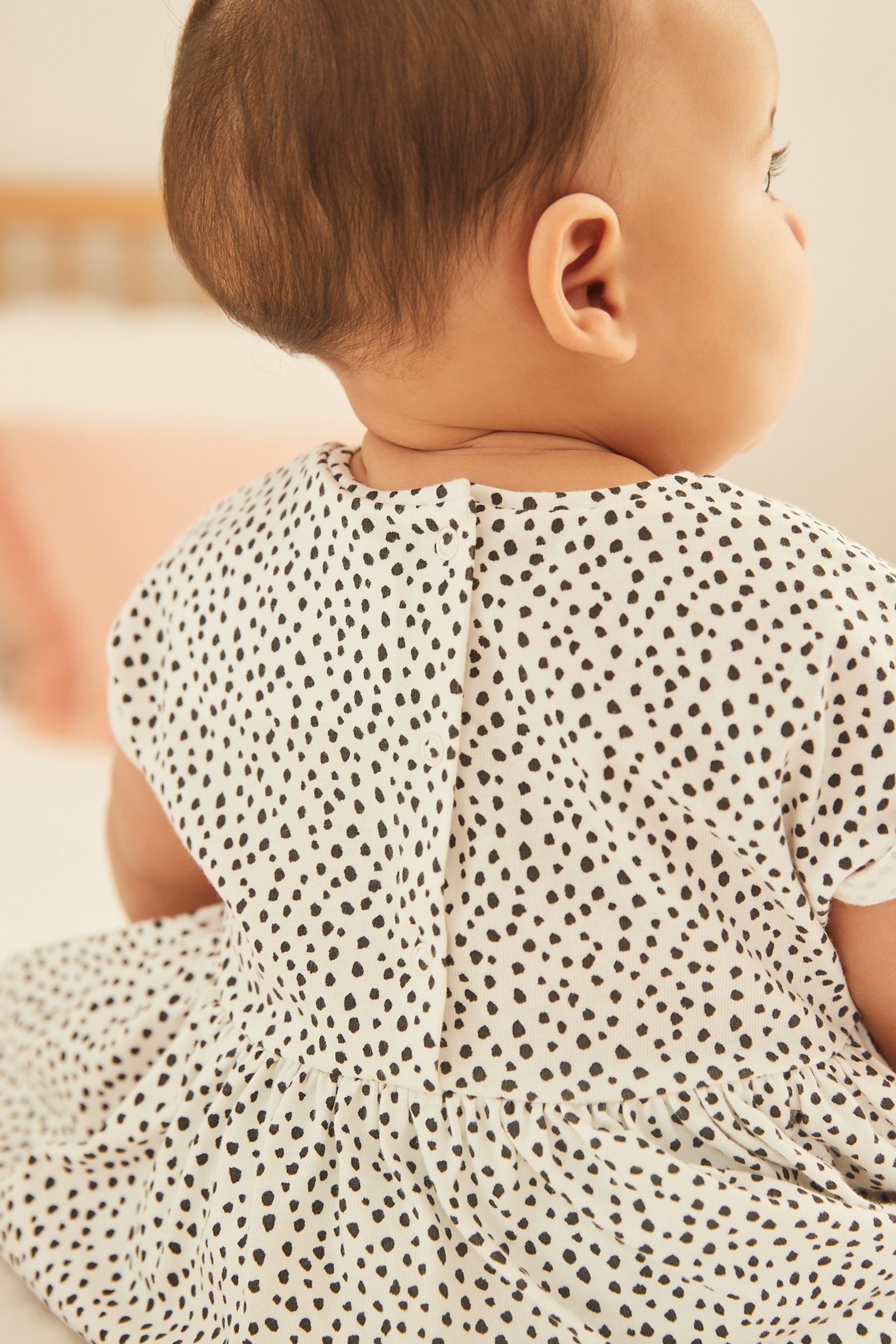 Black and White Baby Character Spot Jersey Dress (0mths-2yrs)