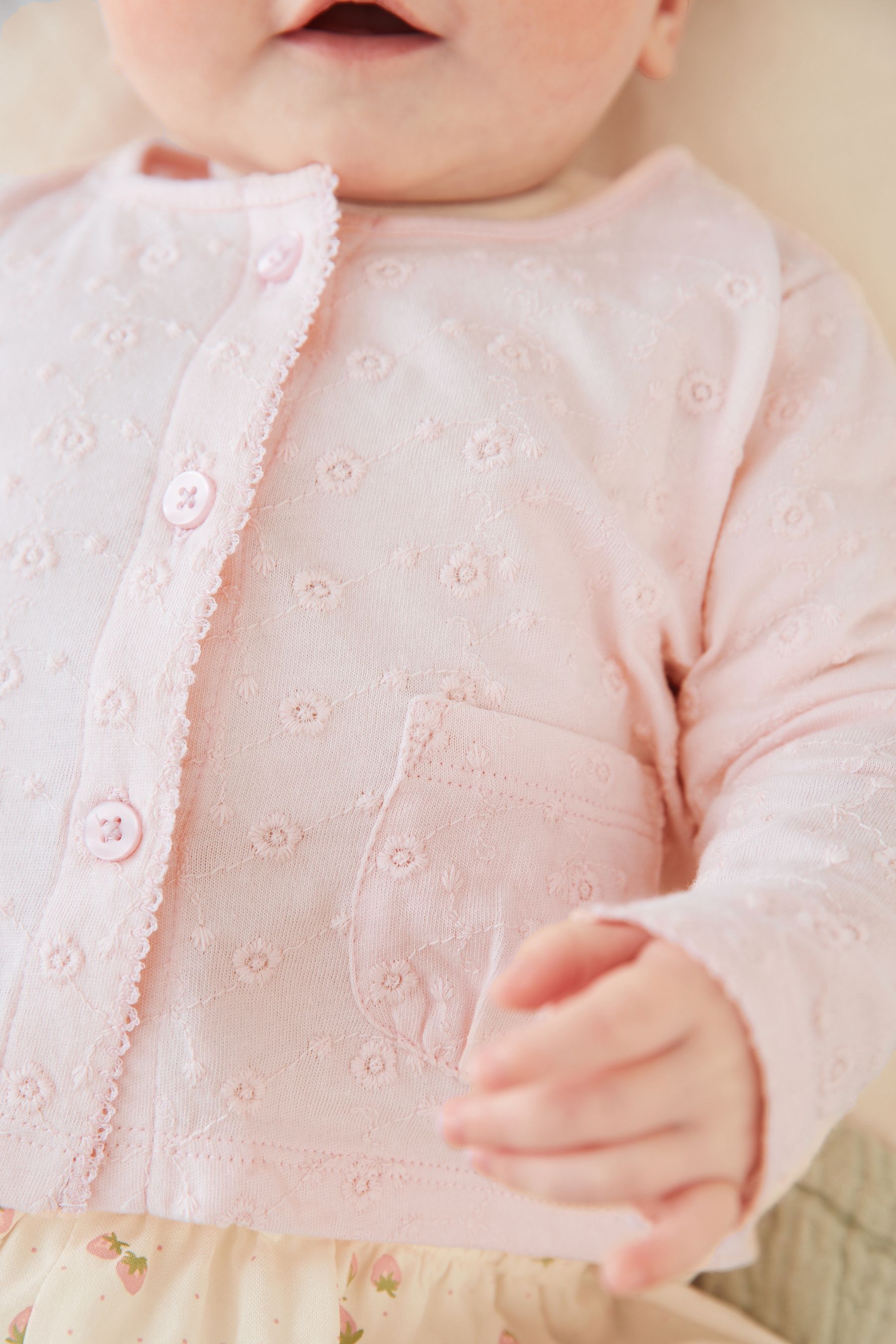 Pink Baby Broderie Jersey Cardigan (0mths-2yrs)