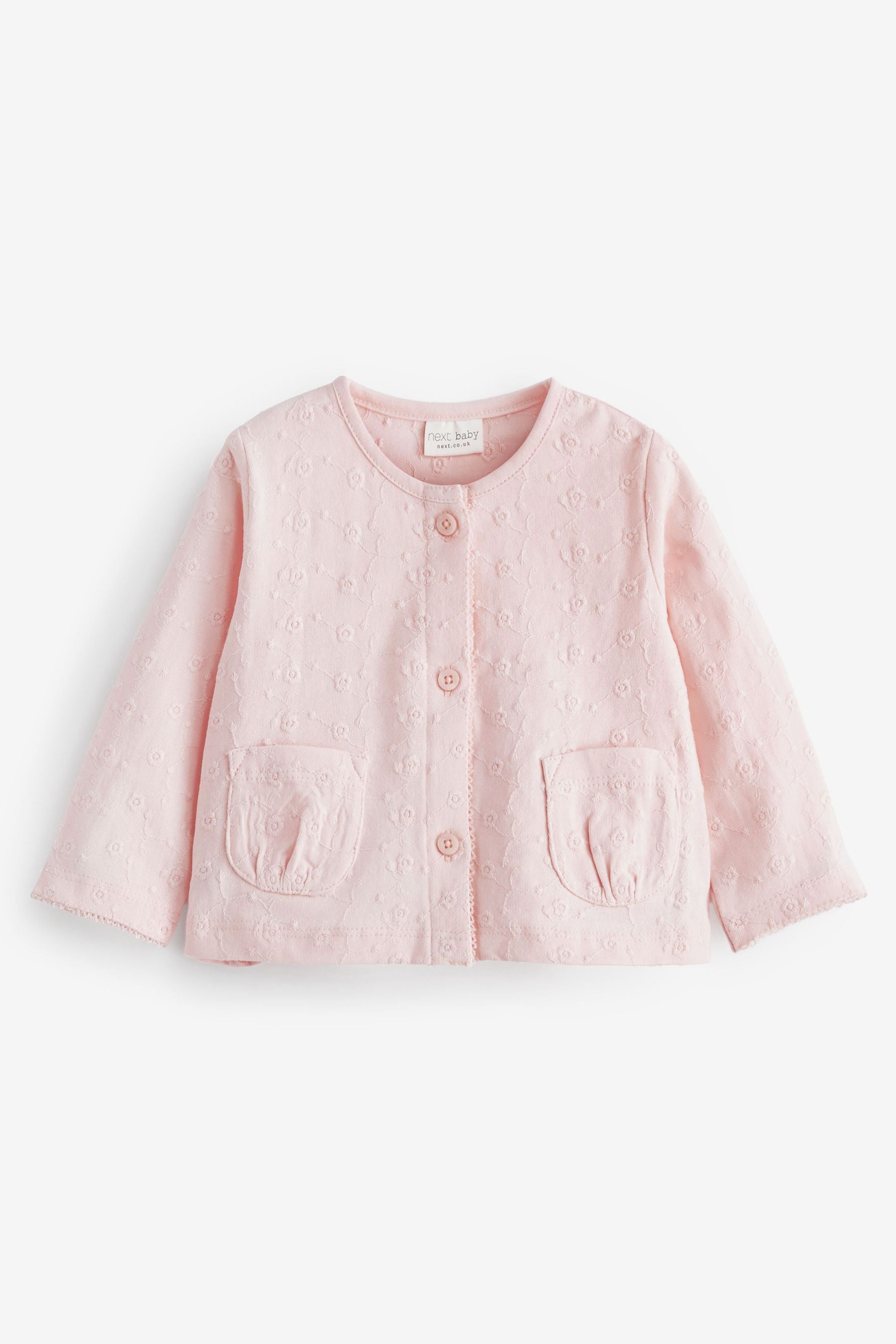 Pink Baby Broderie Jersey Cardigan (0mths-2yrs)