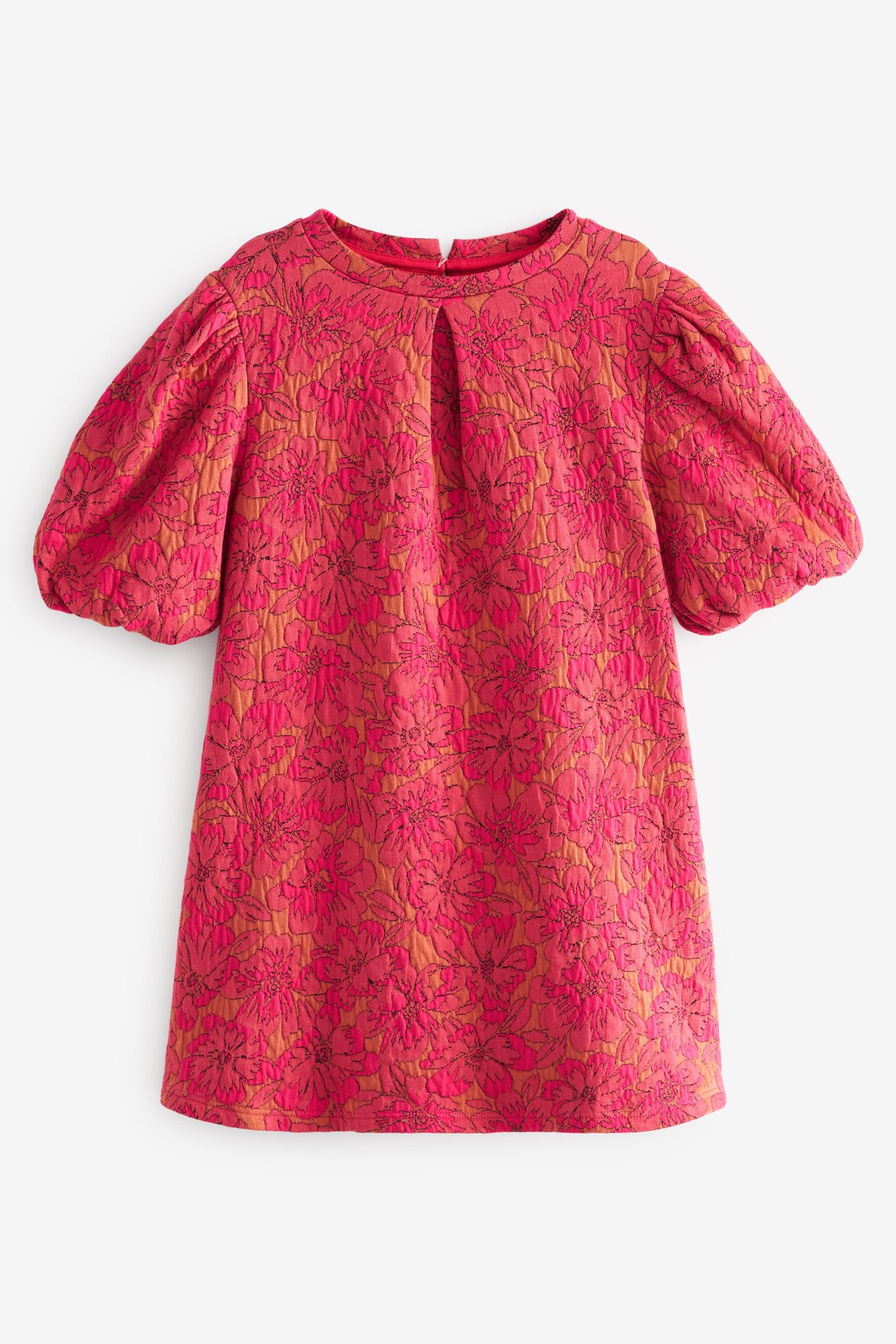 Pink/Orange Floral Texture Jersey Jacquard Dress (1.5-16yrs)